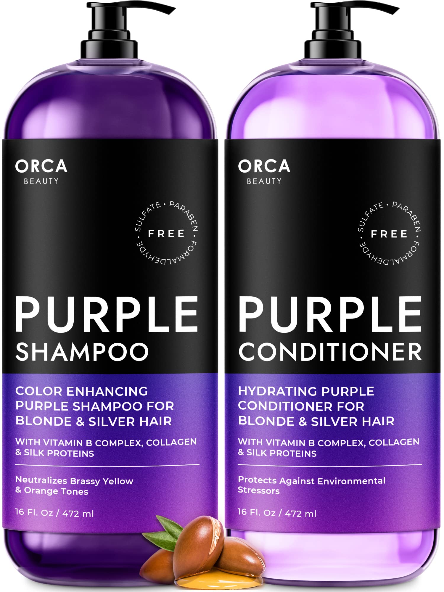 Purple Shampoo And Conditioner Set for Color Treated Hair, Toner For Blonde  Hair - Sulfate Free Purple Shampoo & Purple Conditioner for Blonde Hair,  Biotin + Argan Oil Purple Shampoo For Gray Hair