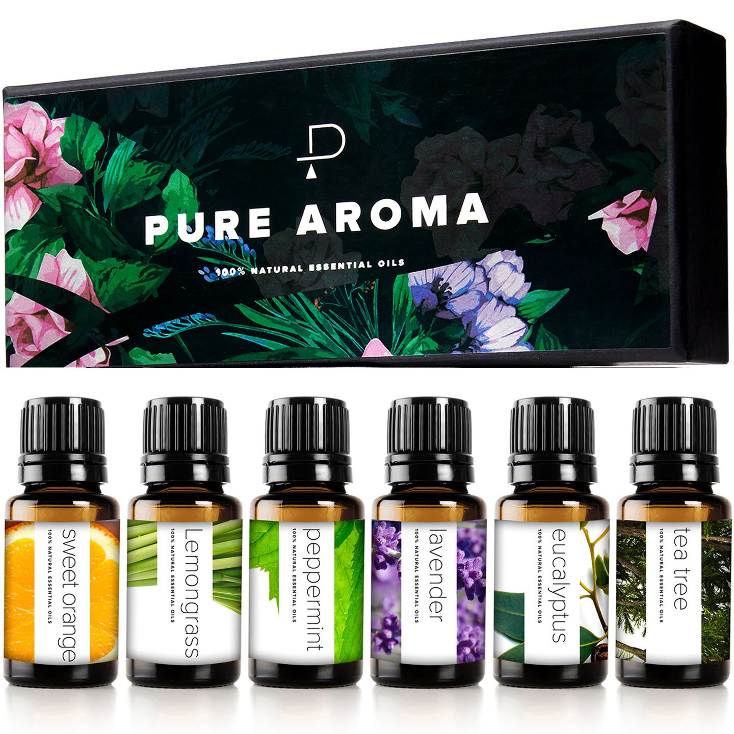 Onepure Aromatherapy Essential Oils Gift Set, 6 bottles/ 10ml Each, 100% Pure ( Lavender, Tea Tree, Eucalyptus, Lemongrass, Sweet Orange