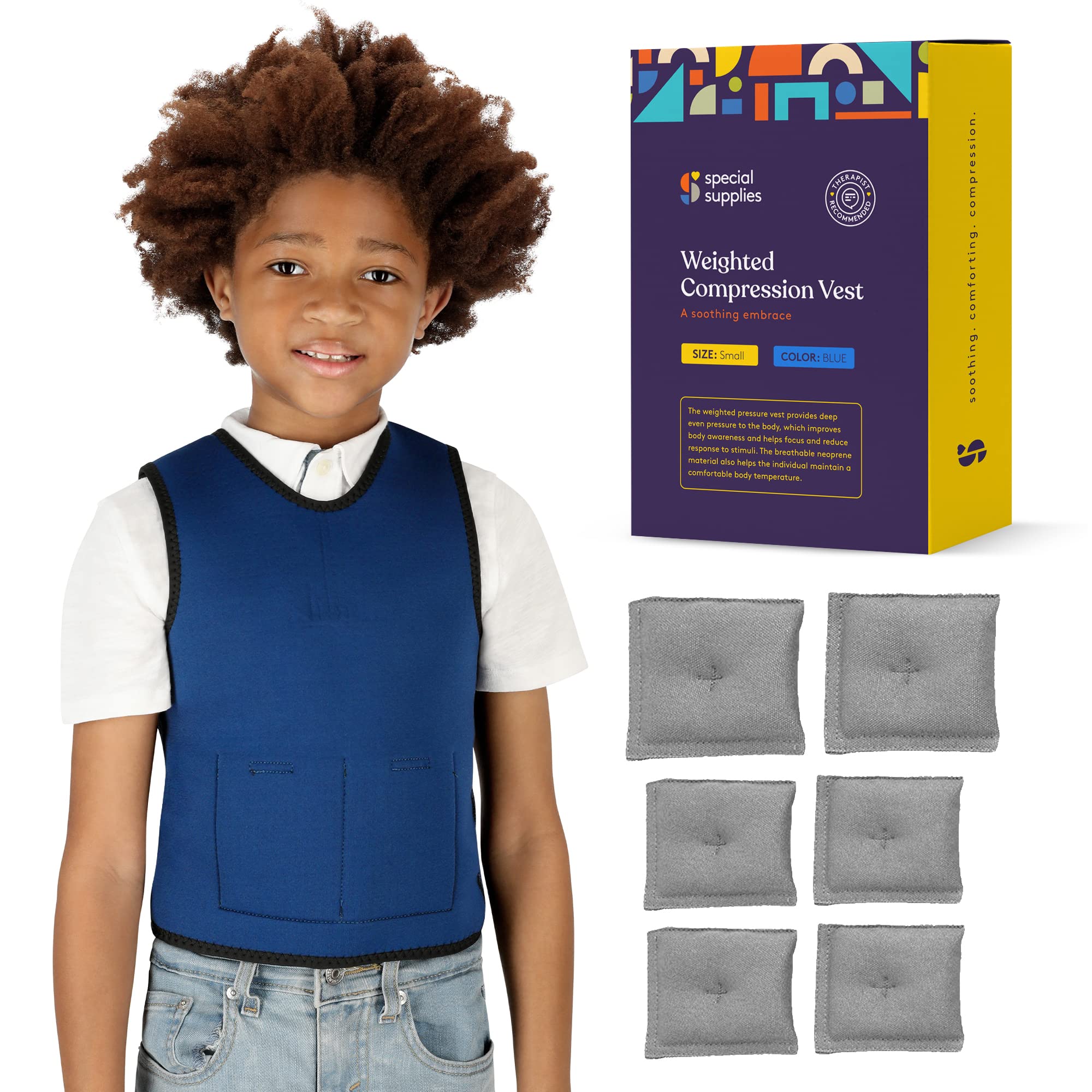 Special Supplies Weighted Sensory Compression Vest for Kids with Processing  Disorders, ADHD, and Autism, Calming and Supportive with Adjustable Weight  Fit (Small 17x30 inches) Small (Pack of 1)