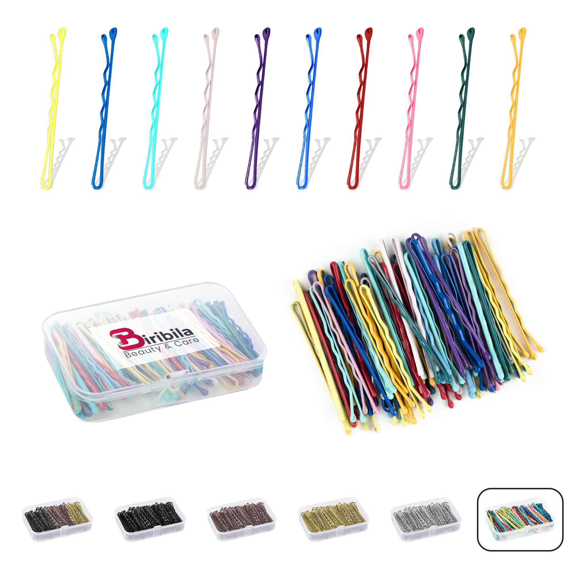 Biribila Bobby Pins 150 Pcs 6cm Long Hair Grips with Storage Box