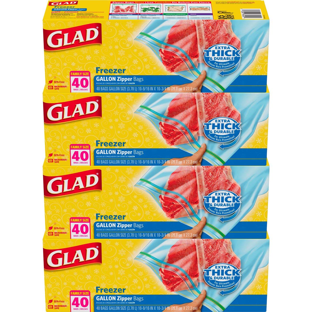 Glad Zipper Gallon Size Freezer Bags (15 ct)