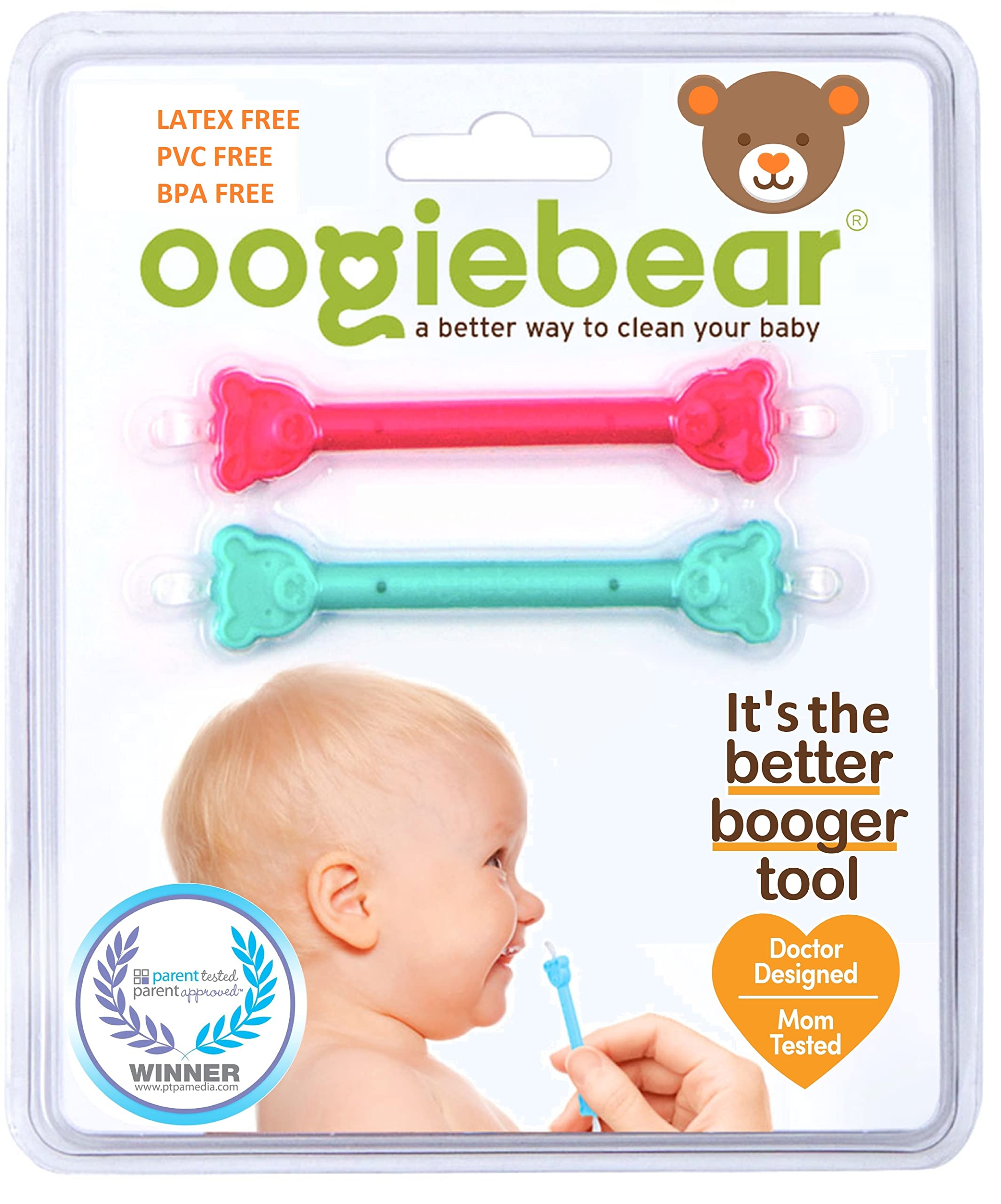 oogiebear Two Pack - Patented Curved Scoop and Loop; Safe Baby Nasal Booger  and Ear Cleaner - Baby