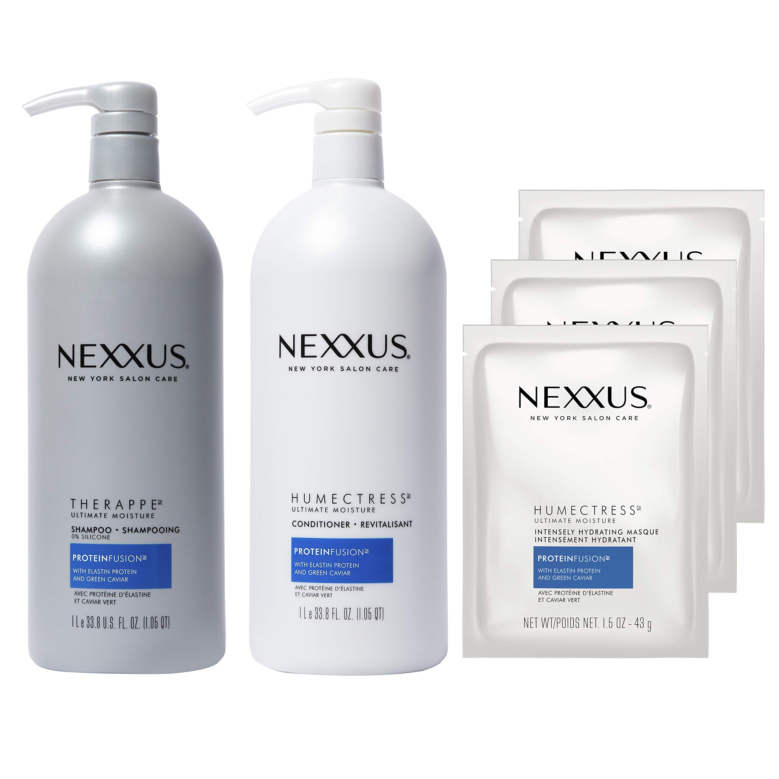 Nexxus Ultimate Moisture Therappe Shampoo and Humectress Conditioner,  Caviar Complex, 33.8 fl oz