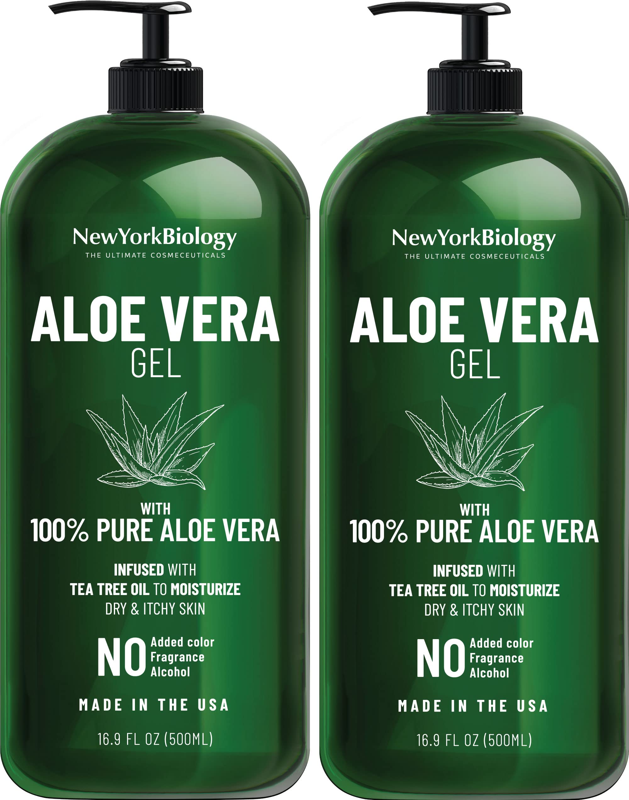 Vleugels Dwars zitten Fondsen New York Biology Aloe Vera Gel for Face, Skin and Hair - Infused with Tea  Tree Oil –