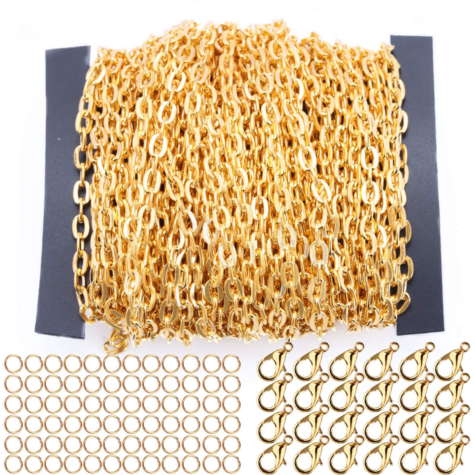 40FT Twisted Links Gold Curb Chains Flat Cross Metal Cable Chains with  Lobster Clasps Jump Rings DIY Necklace Bracelet Jewelry Finding Chains  Extender Chains Link Bulk for Jewelry Making Supplies