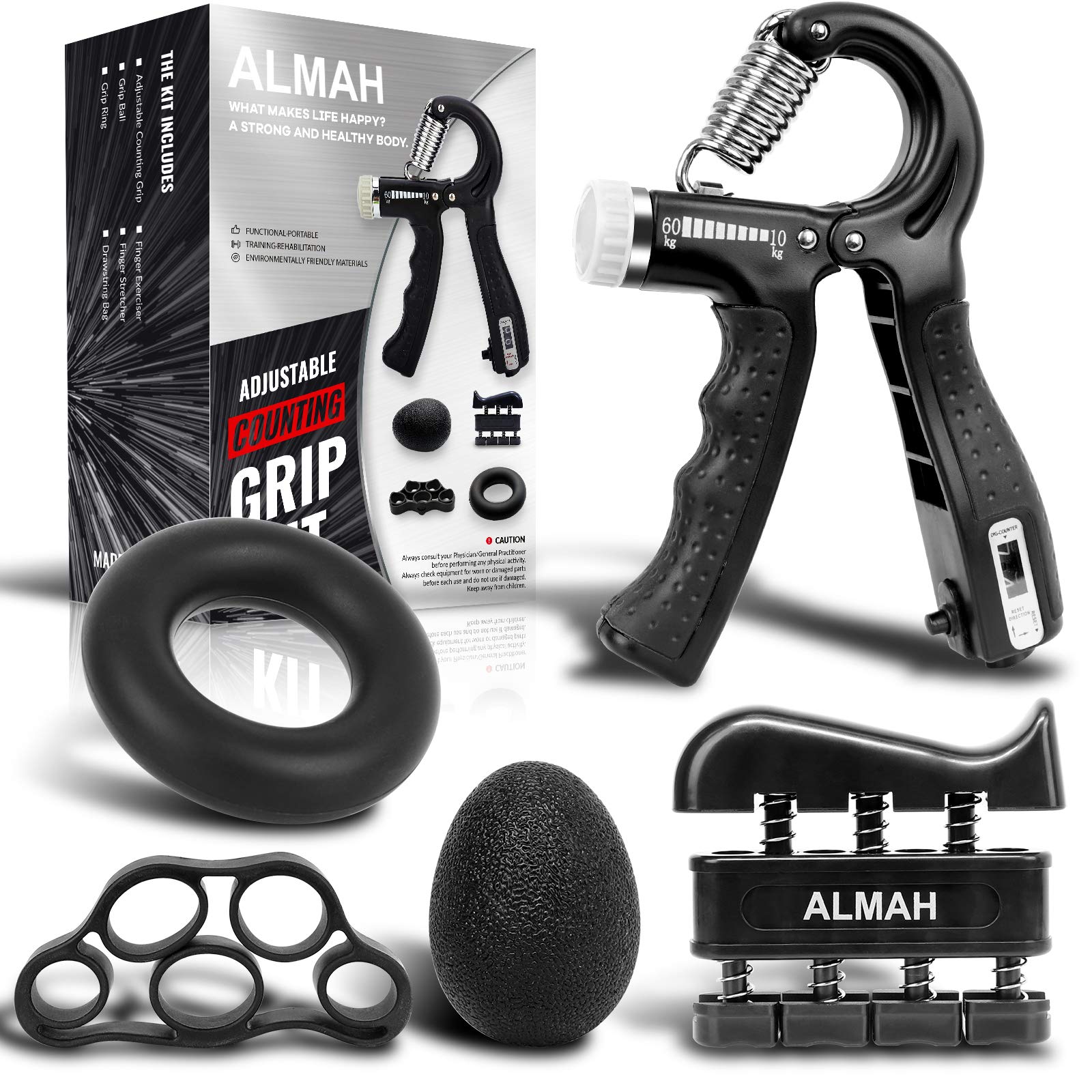  ALMAH Hand Grip Strengthener kit(5 Pack),Grip Strength