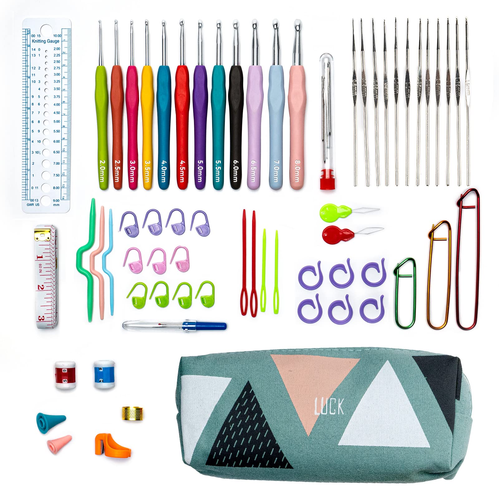 Crochet Hooks Set, 24 Sizes Crochet Needles Kit for Arthritic Hands  Ergonomic Soft Grip Handles for Beginners Mothers Girls Large Crochet  Supplies with 43Pcs Crochet Accessories and Storage Bag