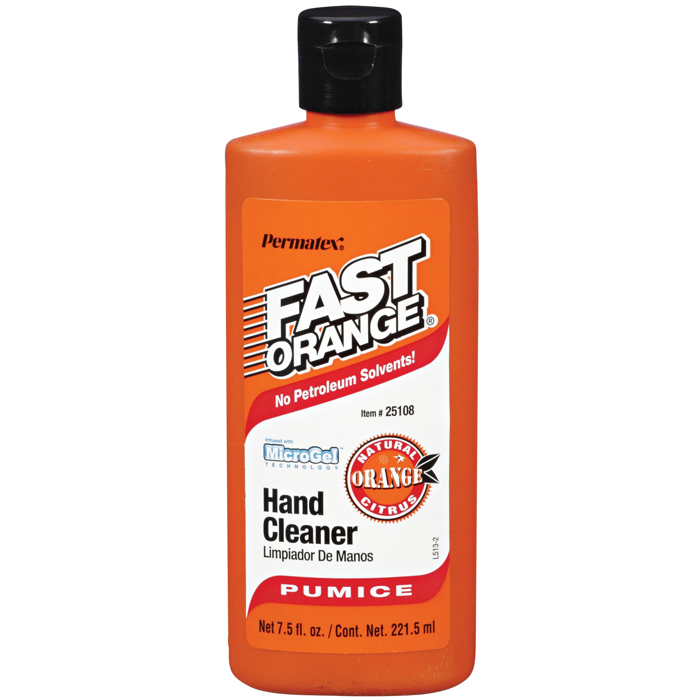 Fast Orange 25108 Pumice Lotion, Heavy Duty Hand Cleaner, Natural Citrus  Scent, Waterless Cleaner For Mechanics, Strong Grease Fighter, 7.5 oz Orange,Citrus  7.5 Ounce