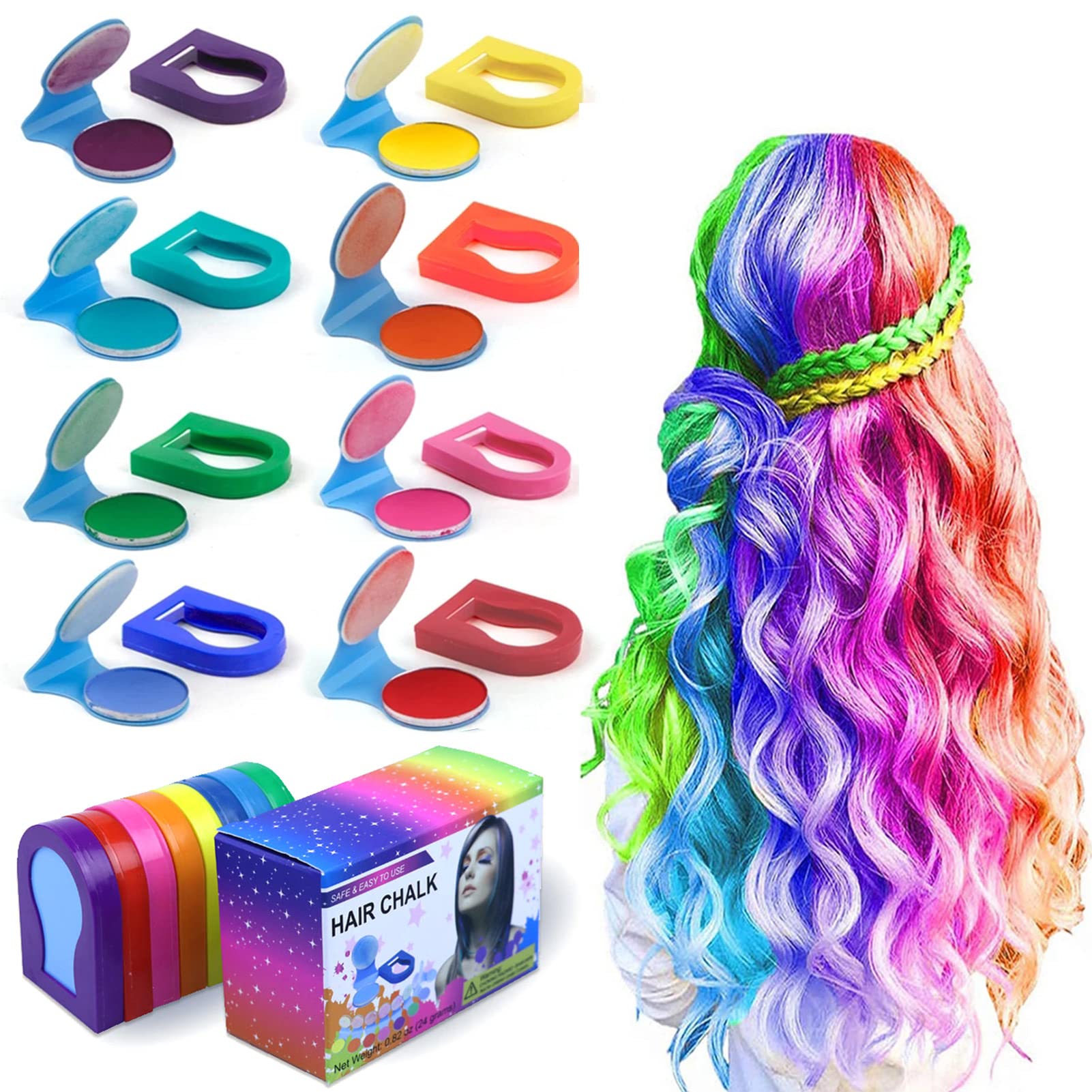 CHPBOLLY Hair Chalk for Kids 8-Color DIY Color girls with Dark, Blonde  Vibrant Temporary Gift