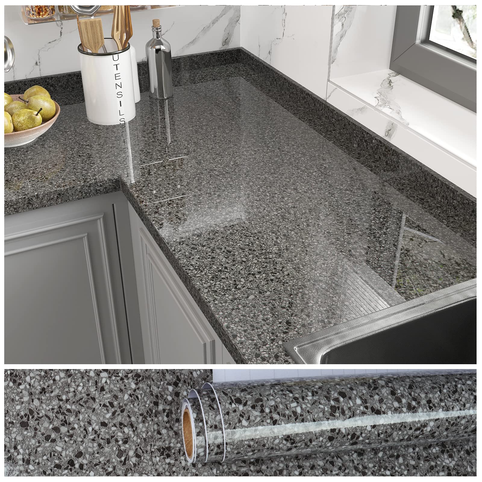 VEELIKE 15.7x 118 Granite Contact Paper for Countertops Waterproof