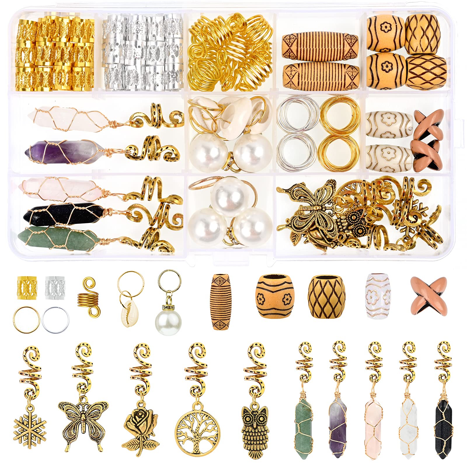 140 PCS Loc Jewellery For Women Hair Dreadlocks Accessories Butterfly Clips  Braids Hair Jewellery Gold And
