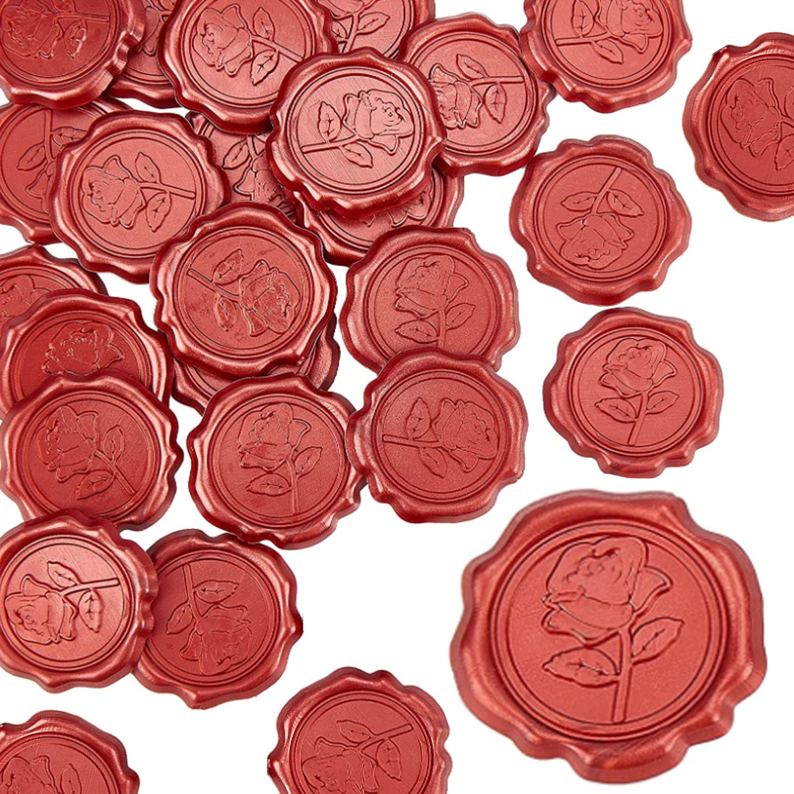 CRASPIRE Adhesive Wax Seal Stickers 25PCS Red Rose Wax Seal Sticker for  Envelopes Decorative Stamp Stickers