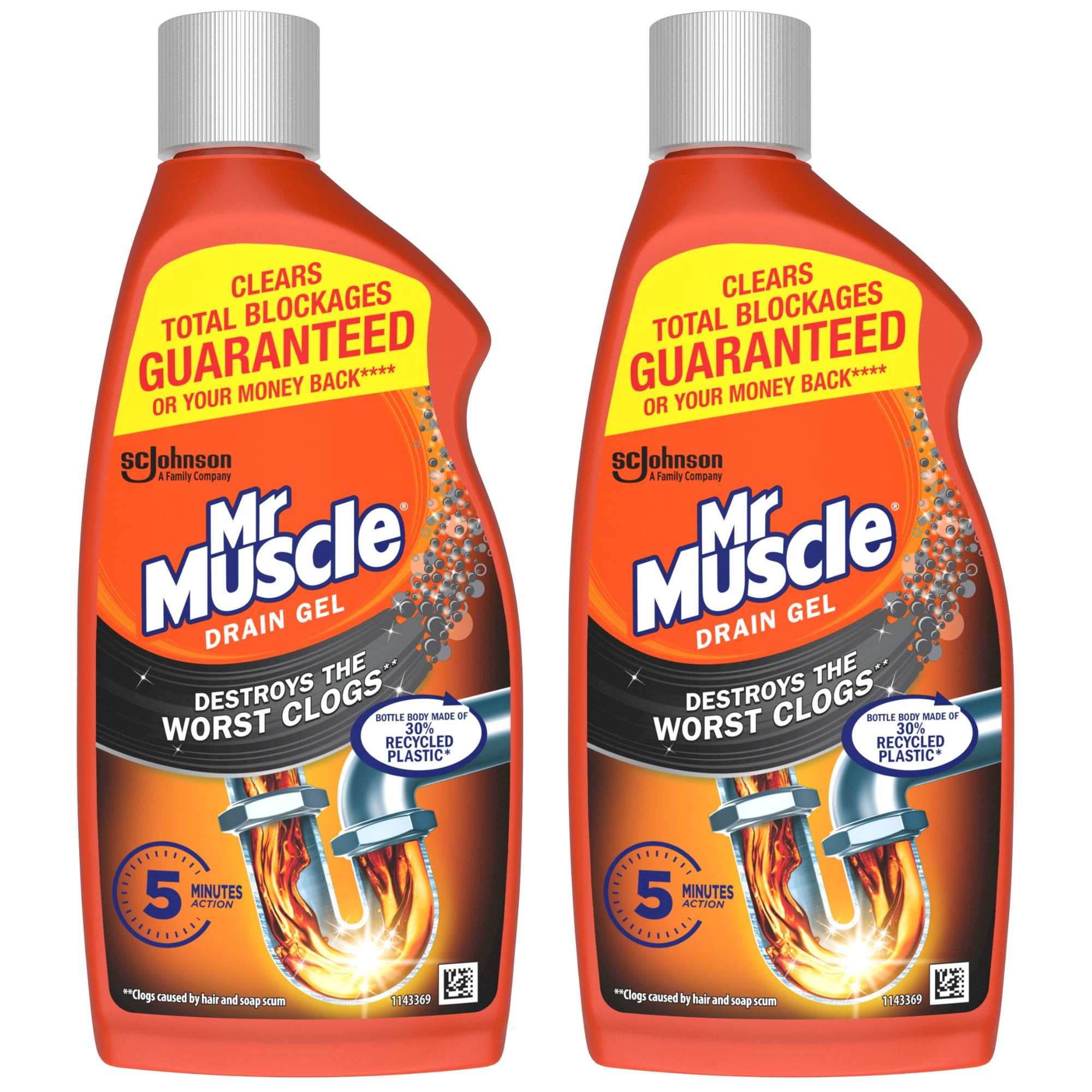 Mr Muscle Drain Unblocker Sink & Drain Cleaner Heavy Duty Drain Gel 2 x