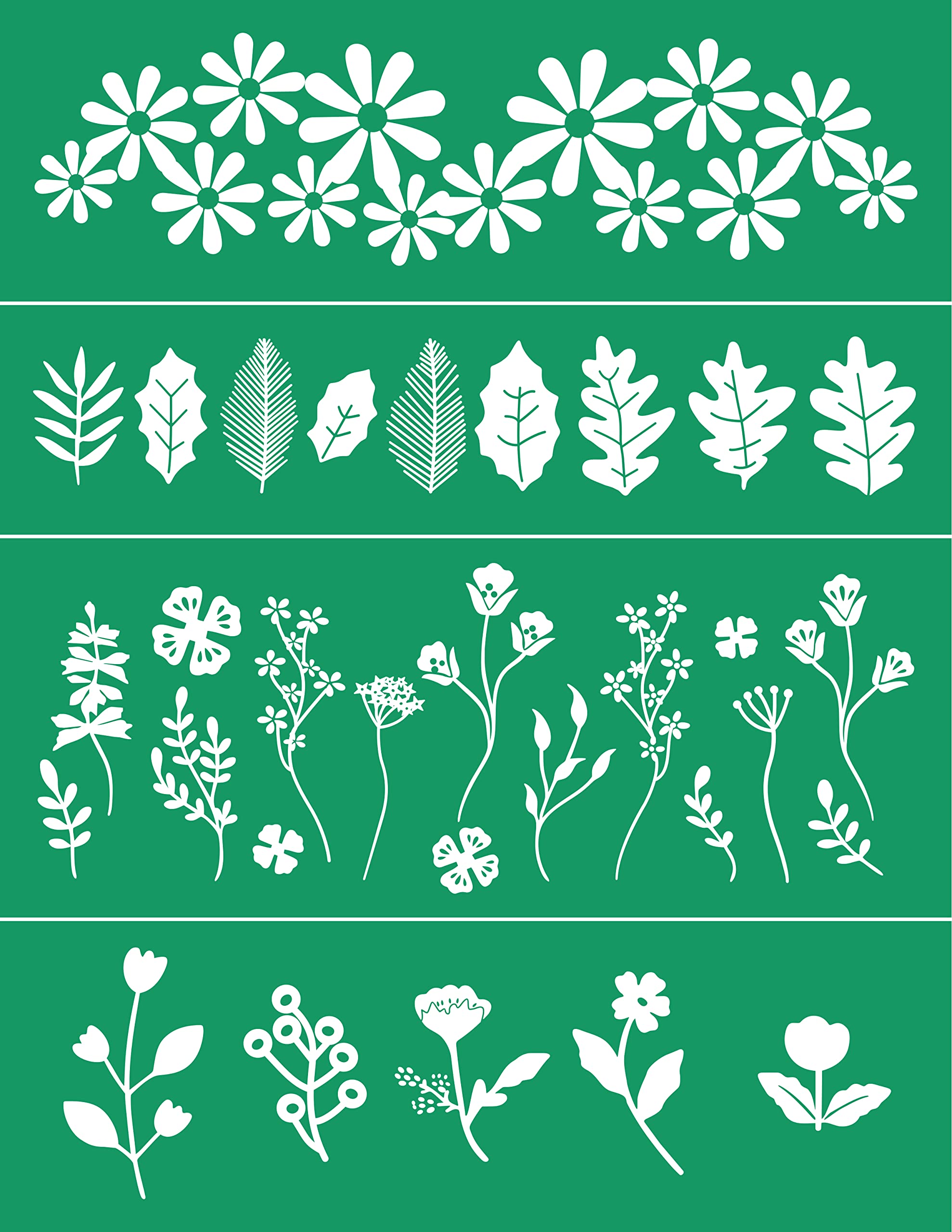 DGAGA Spring Flower Silk Screen Stencils Self Adhesive Leaf Screen Printing  Stencil for Chalk Paste Reusable Chalk Mesh Transfers Stencils for Painting  on Wood Fabric Garden Decor flowers and leaf stencils 8.5x11
