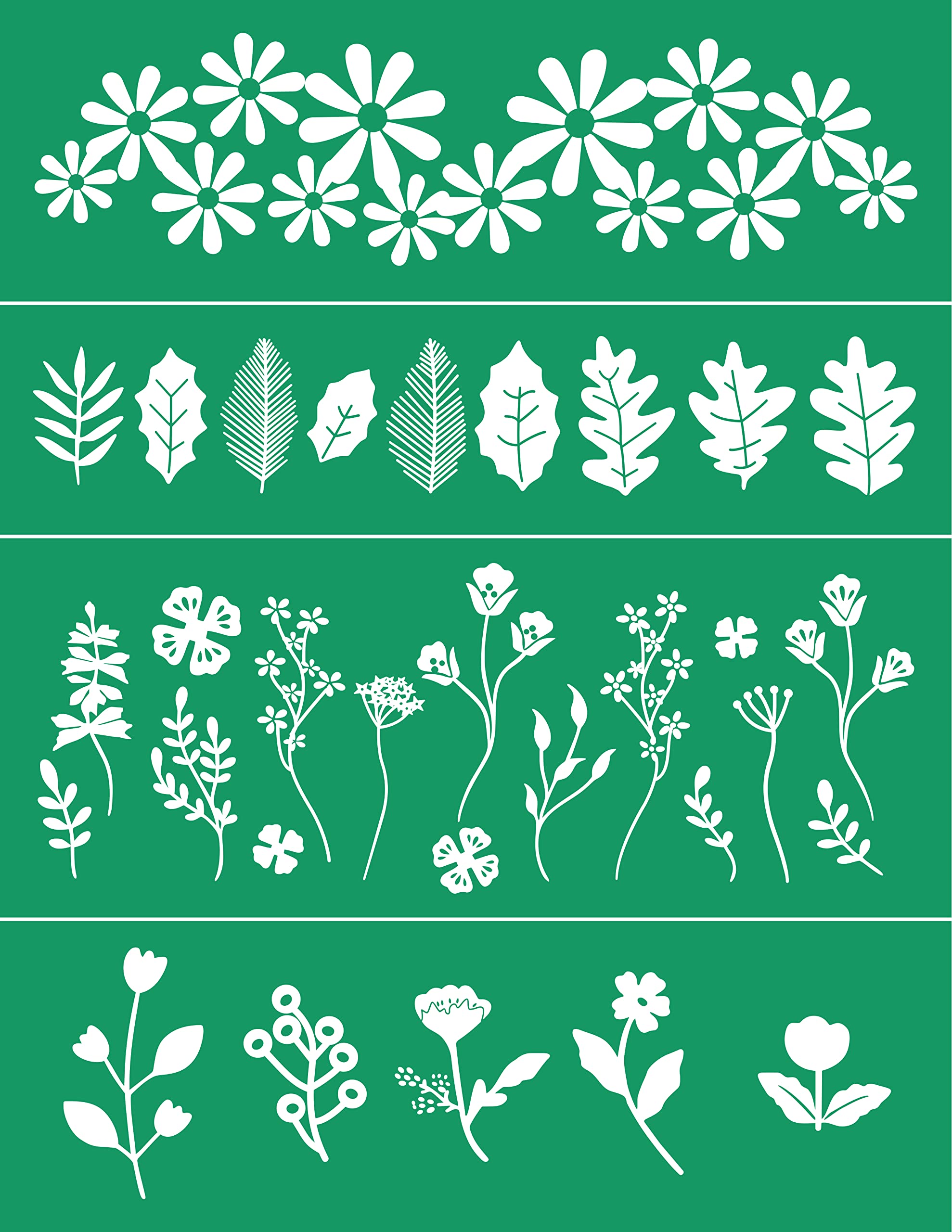 BOOLOOEN Silk Screen Stencils 8 pcs silk screen stencis (foliage)