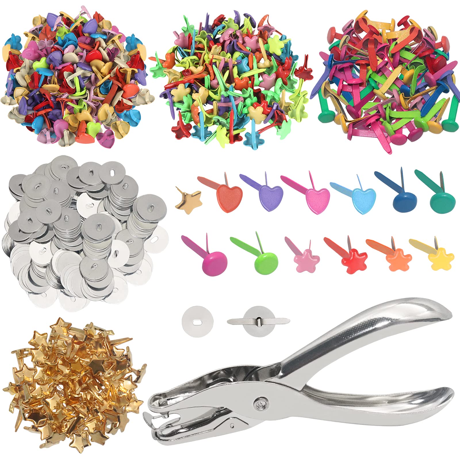 500PCS Mini Paper Brads, HNYYZL Paper Brass Fasteners Metal Brass Brads  with Box, Mini Round Head 8mm Paper Fasteners for Paper Crafts,  Scrapbooking, Paper Decoration, DIY Art (Colored 0.3 x 0.6 Inch)  Multicolored