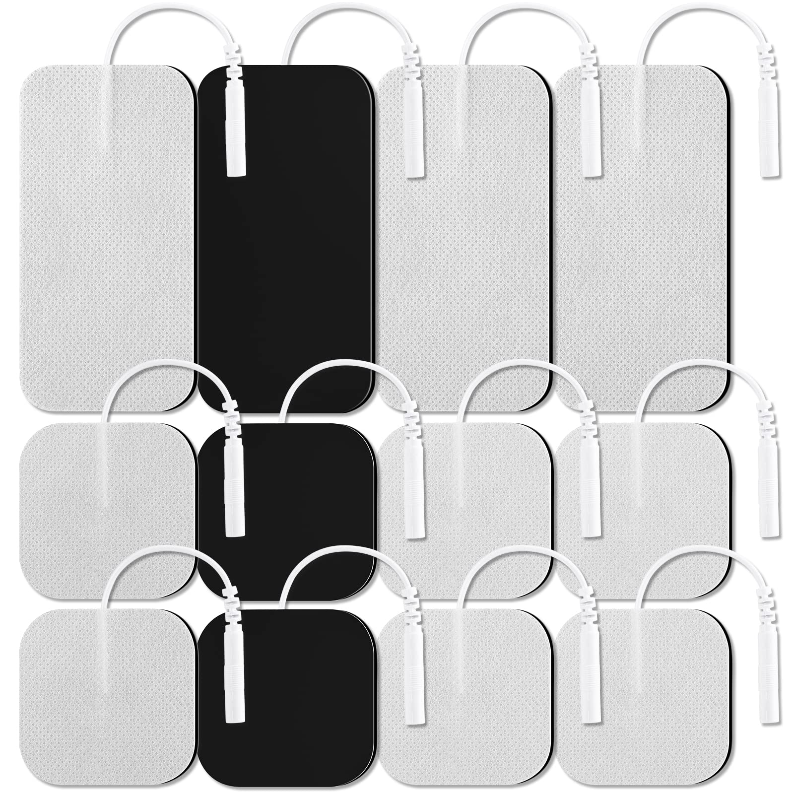 12 TENS Unit Electrode Pads 2 x 2 Replacement TENS EMS Massage 2 Inch  Square White Cloth with Premium Adhesive Gel