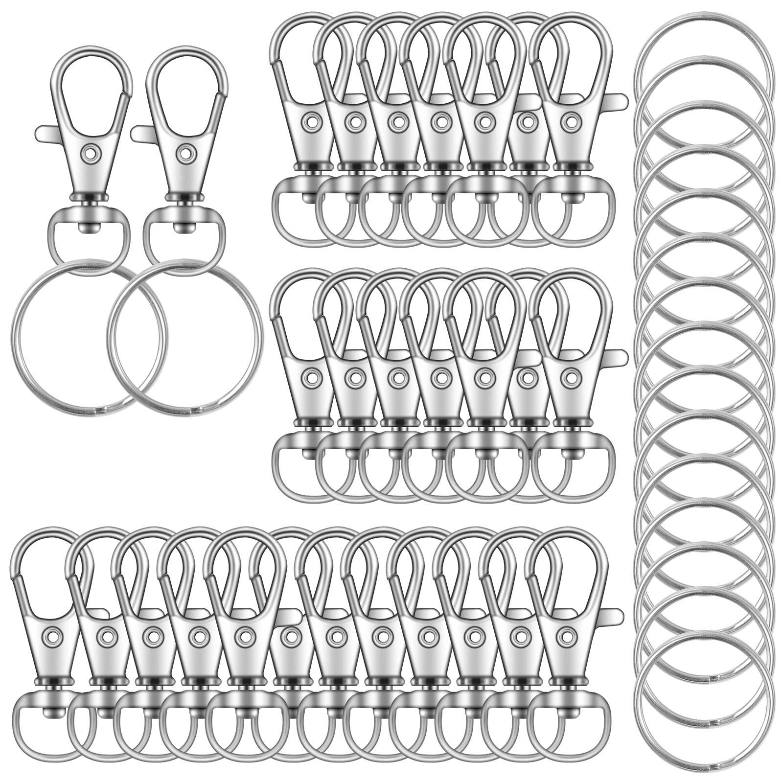 104PCS Swivel Snap Hooks with Key Rings, Metal Lobster Claw Clasp, Keychain  Rings for Crafts 1.25