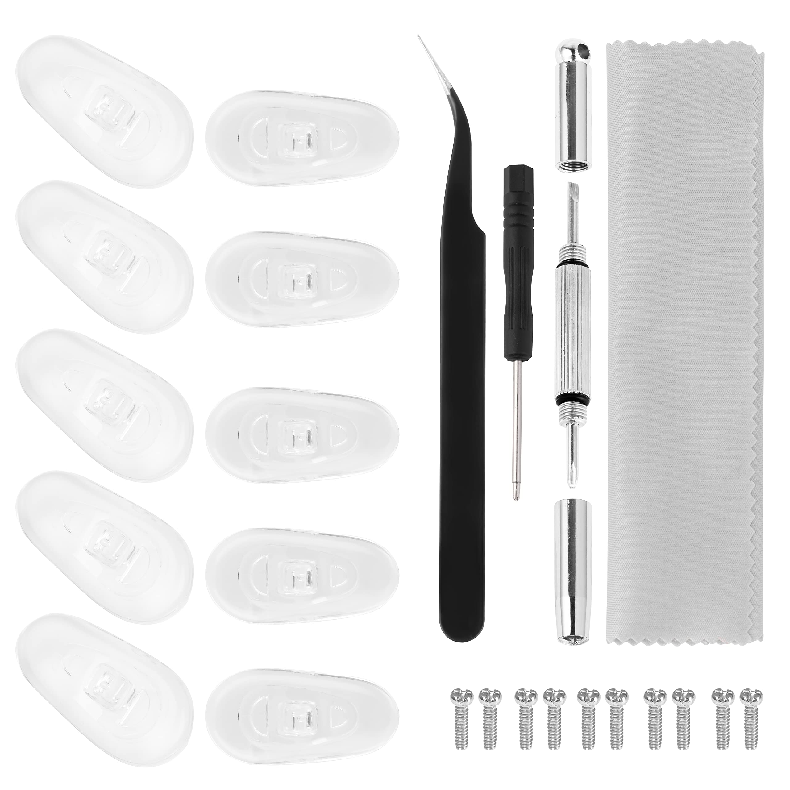 Glasses Nose Pad Replacement Kit, YSSAIL Eyeglass Repair Kit with 5 Pairs  of Nose Pads, Screws