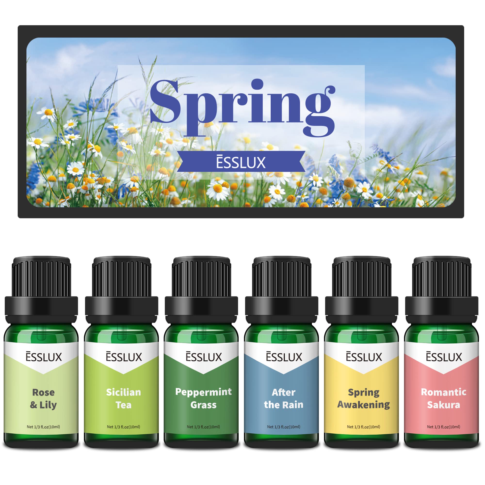 Spring Fragrance Oils, ESSLUX Premium Scented Oils for Home Diffuser, Soap  Candle Making Scents, Refreshing Aromatherapy