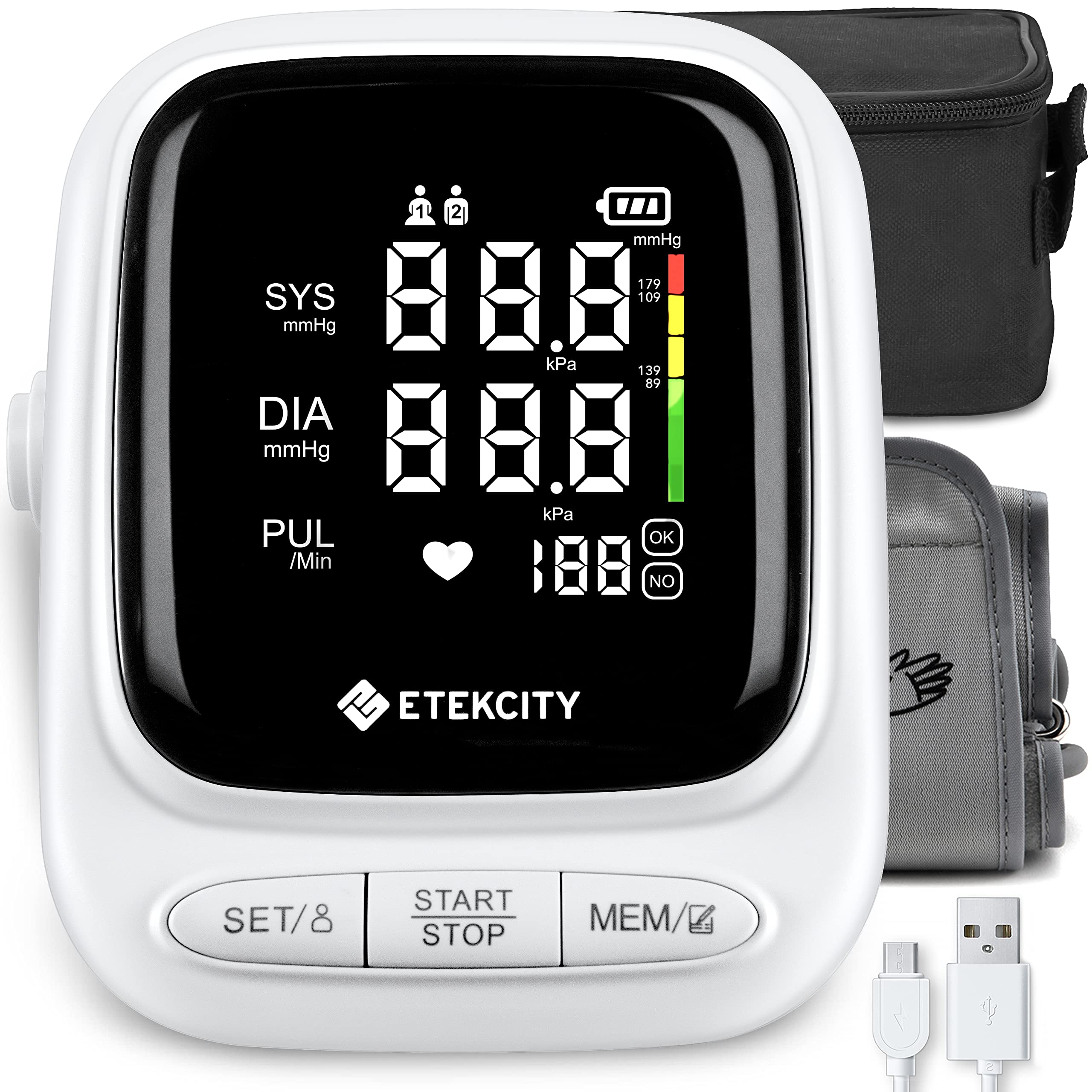 Etekcity Blood Pressure Monitors for Home use, Machine and Cuff, FSA HSA  Approved Products, Rechargeable BPM with LED Display and 180 Memory, Large