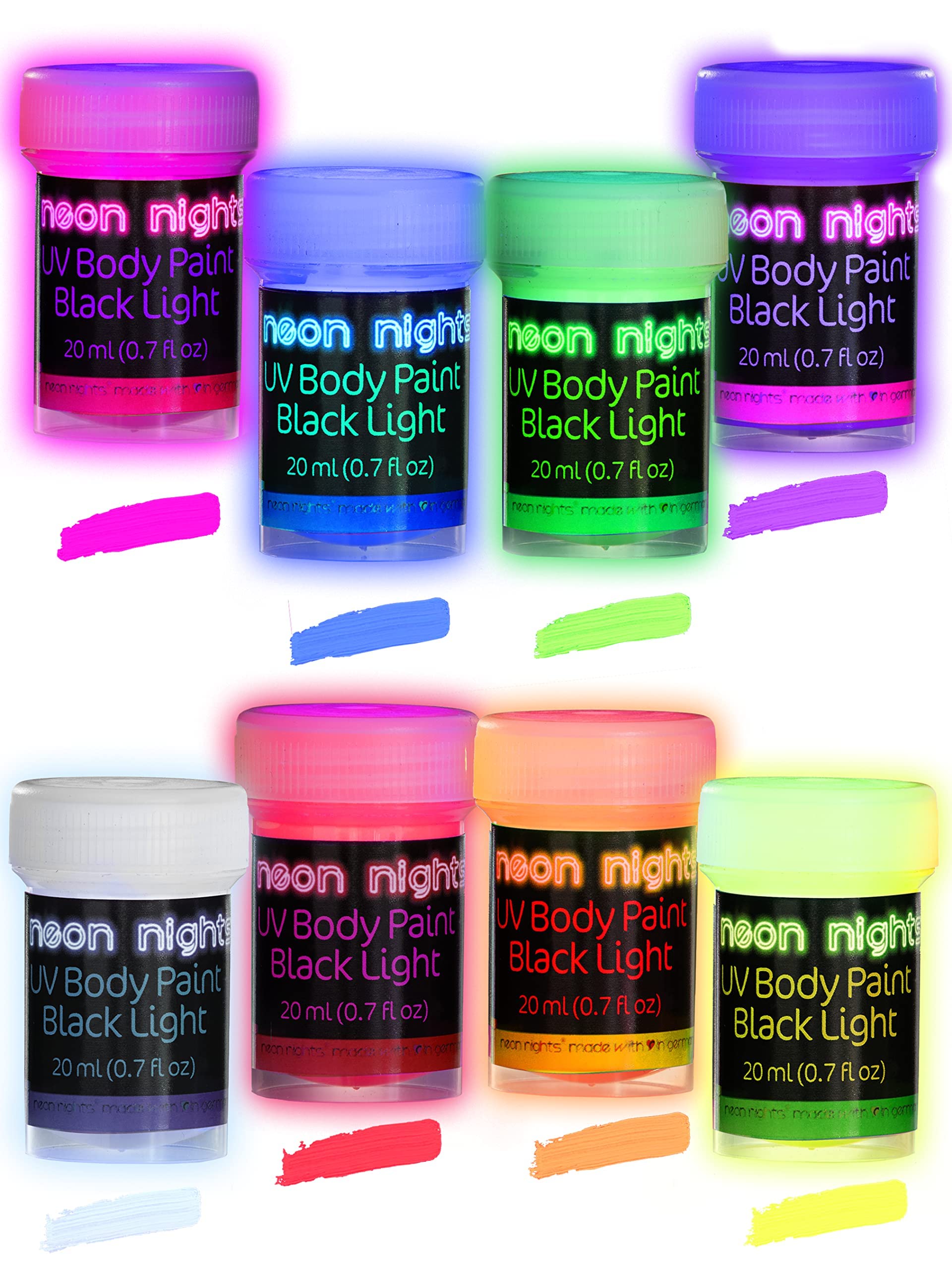 Kit de pintura facial y corporal UV Neon Glow 6 colores yeacher