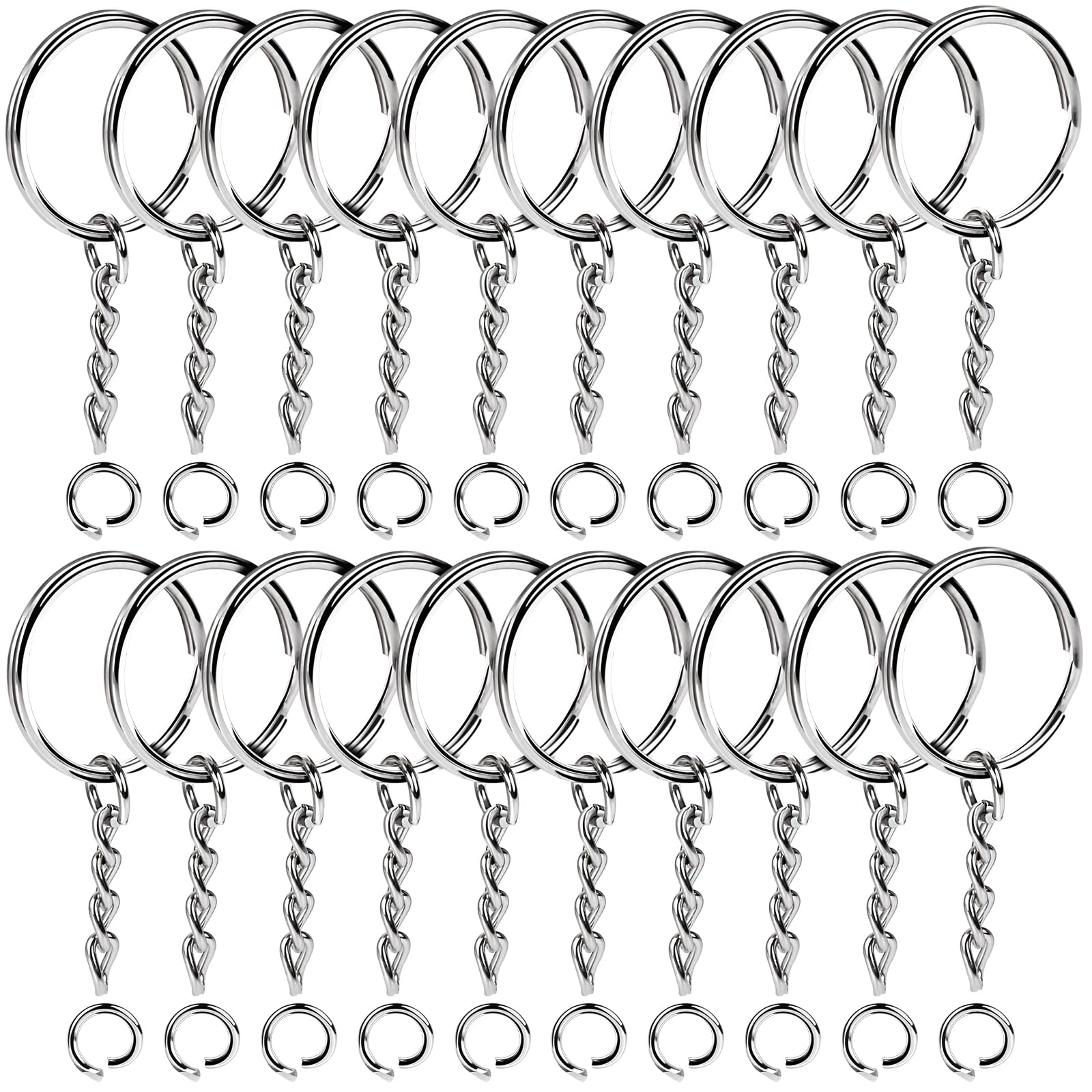 Teenitor Metal Split Key Chain Rings for Arts and Craft- 60 Key Chains 25mm  with 26mm