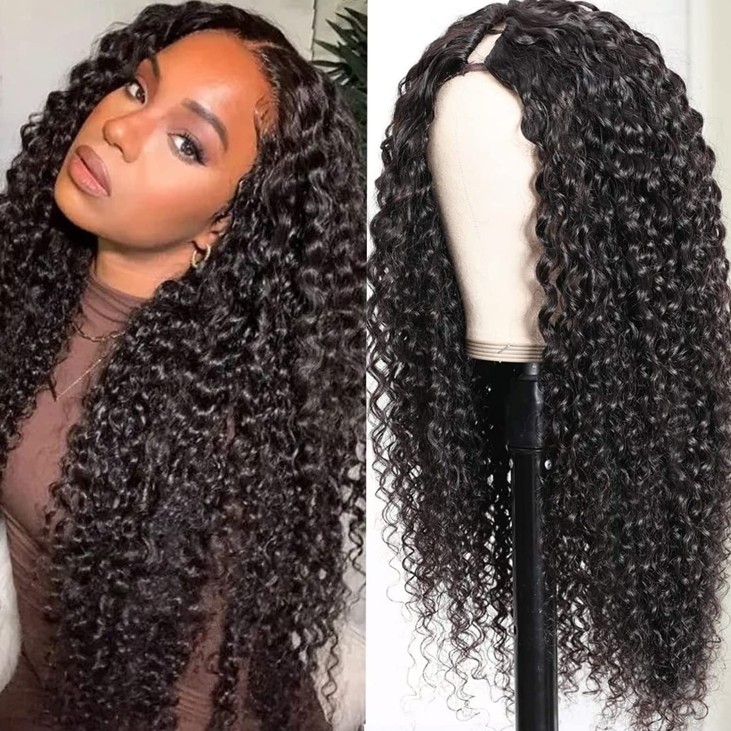 Megalook V Part Wigs Human Hair Curly Human Hair Wigs for Black Women Curly Hair  Wigs