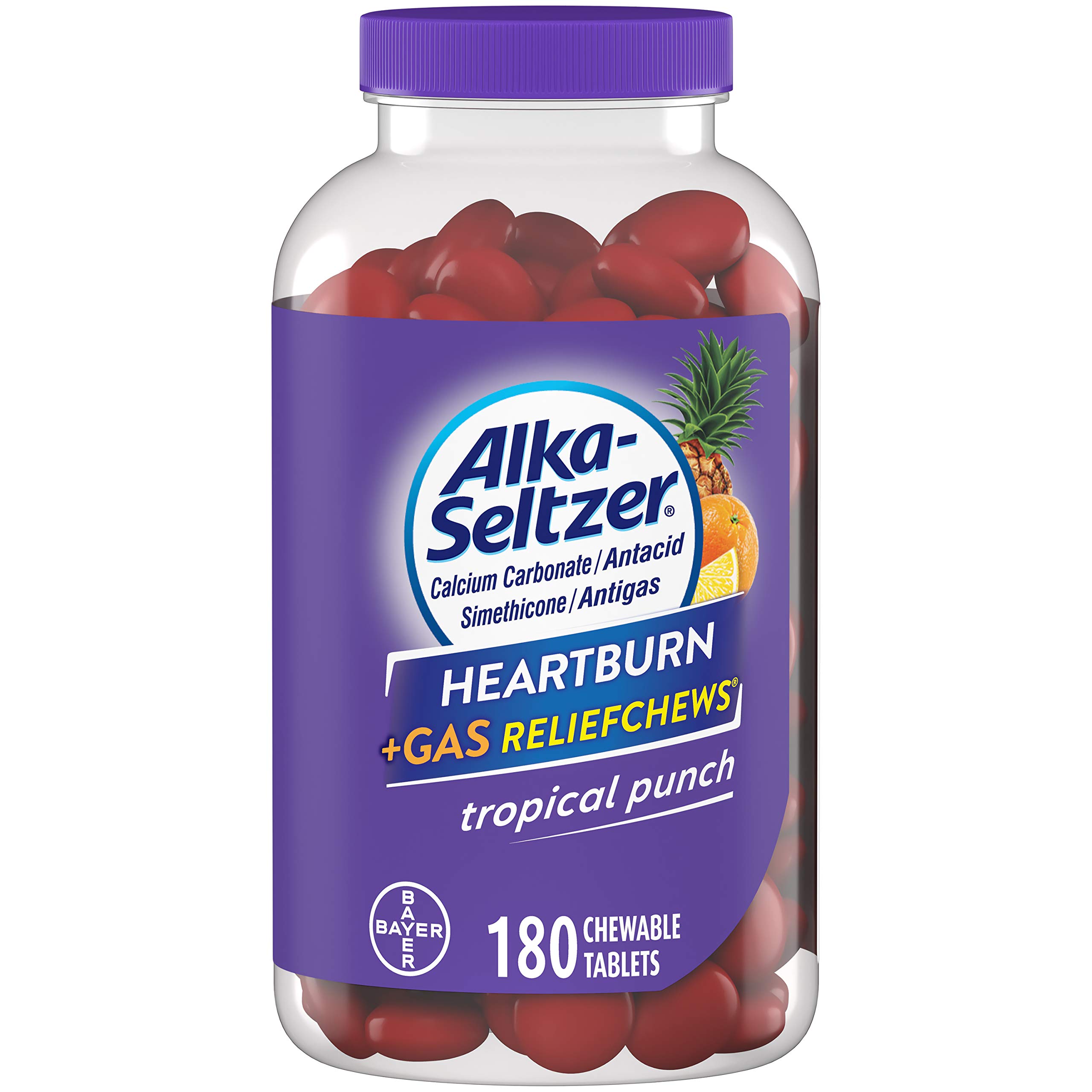 AlkaSeltzer Heartburn Relief and Gas Relief Chews Antacid Tablets for Acid Indigestion Bloating