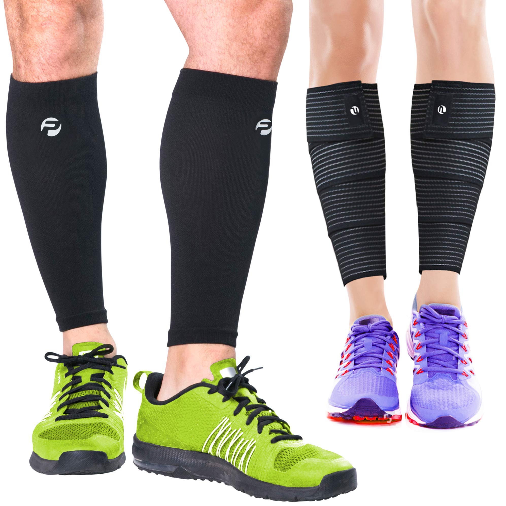 Calf Compression Sleeves and Leg Wraps (4 Piece) Shin Splint Support, Calve  Guards for Men and Women - Braces Provide Healthy Circulation Pain Relief  for Running, Basketball, Cycling, Maternity Small - Medium