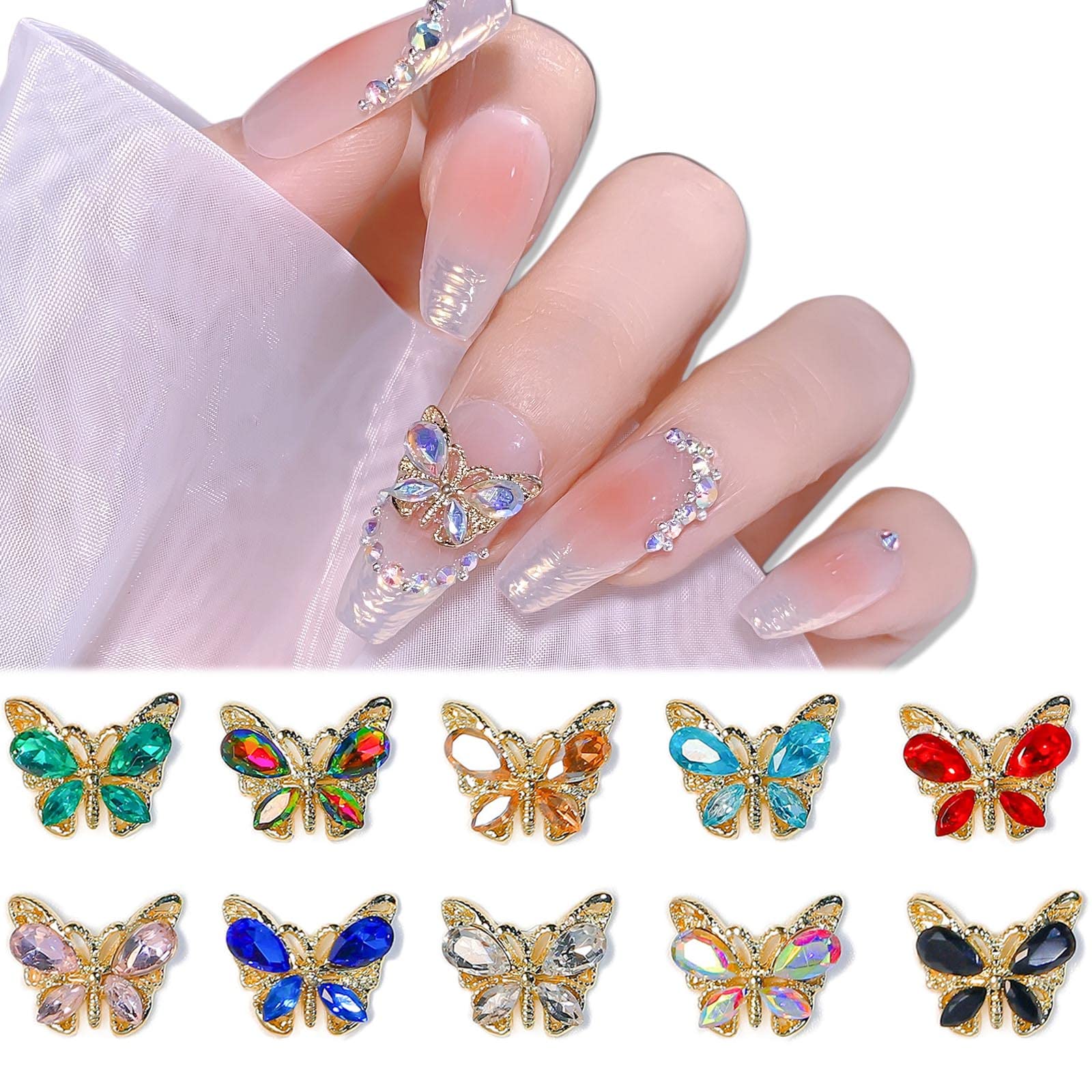 Crystal Butterfly Nail Charms 20pcs 3D Alloy Butterfly Charms for Nails  Gold Shiny Zircon Butterfly Nail Art Charms Nail Diamonds Rhinestones  Butterflies Nail Decor Accessories for Nails Design