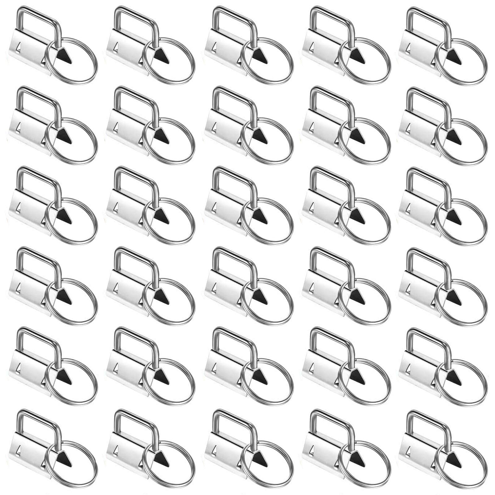 Qovydx 45Pcs 1 Inch Silver Wristlet Key Fob Hardware 1 Metal Key