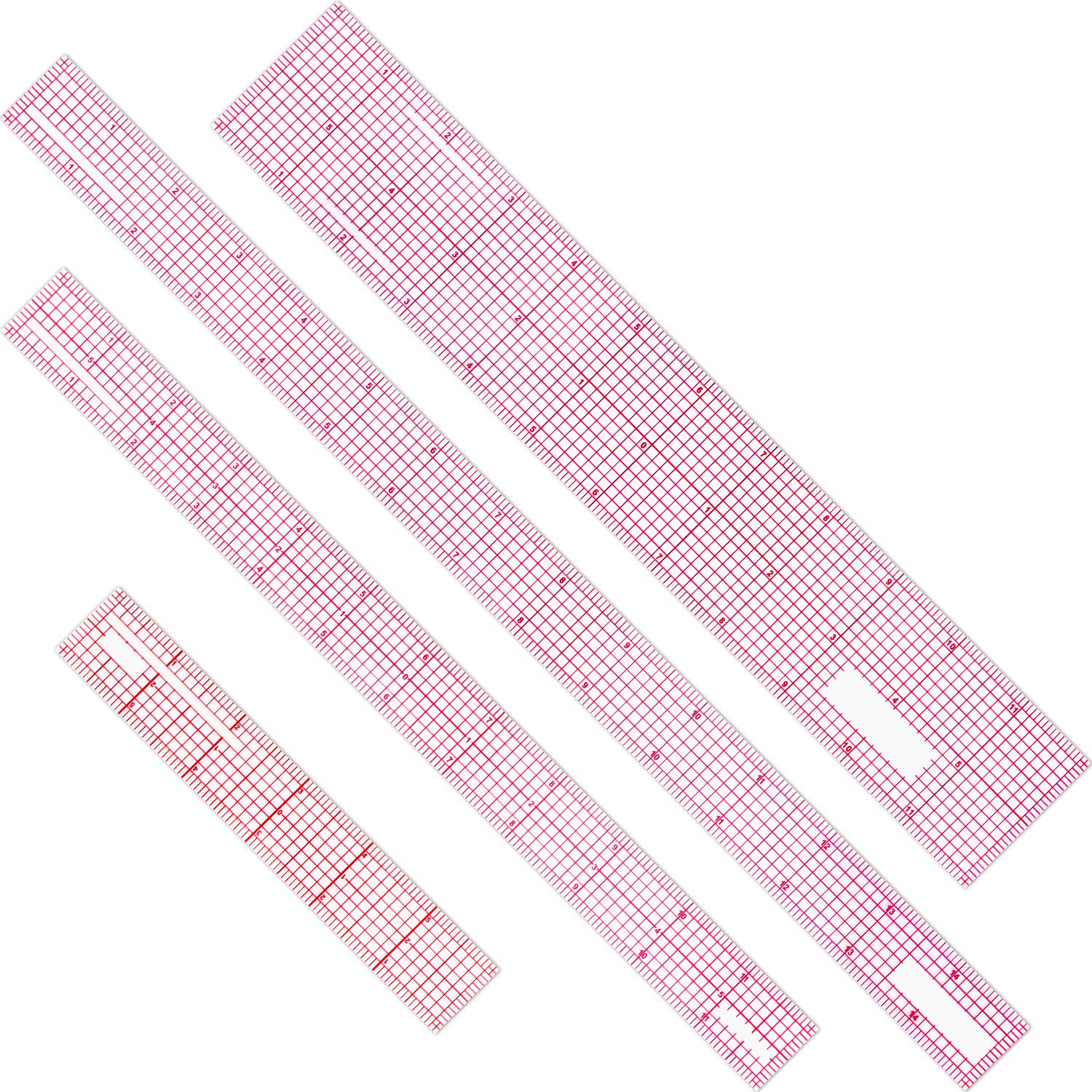 4 Pieces Clear Plastic Ruler Grid Ruler Transparent Ruler Metric