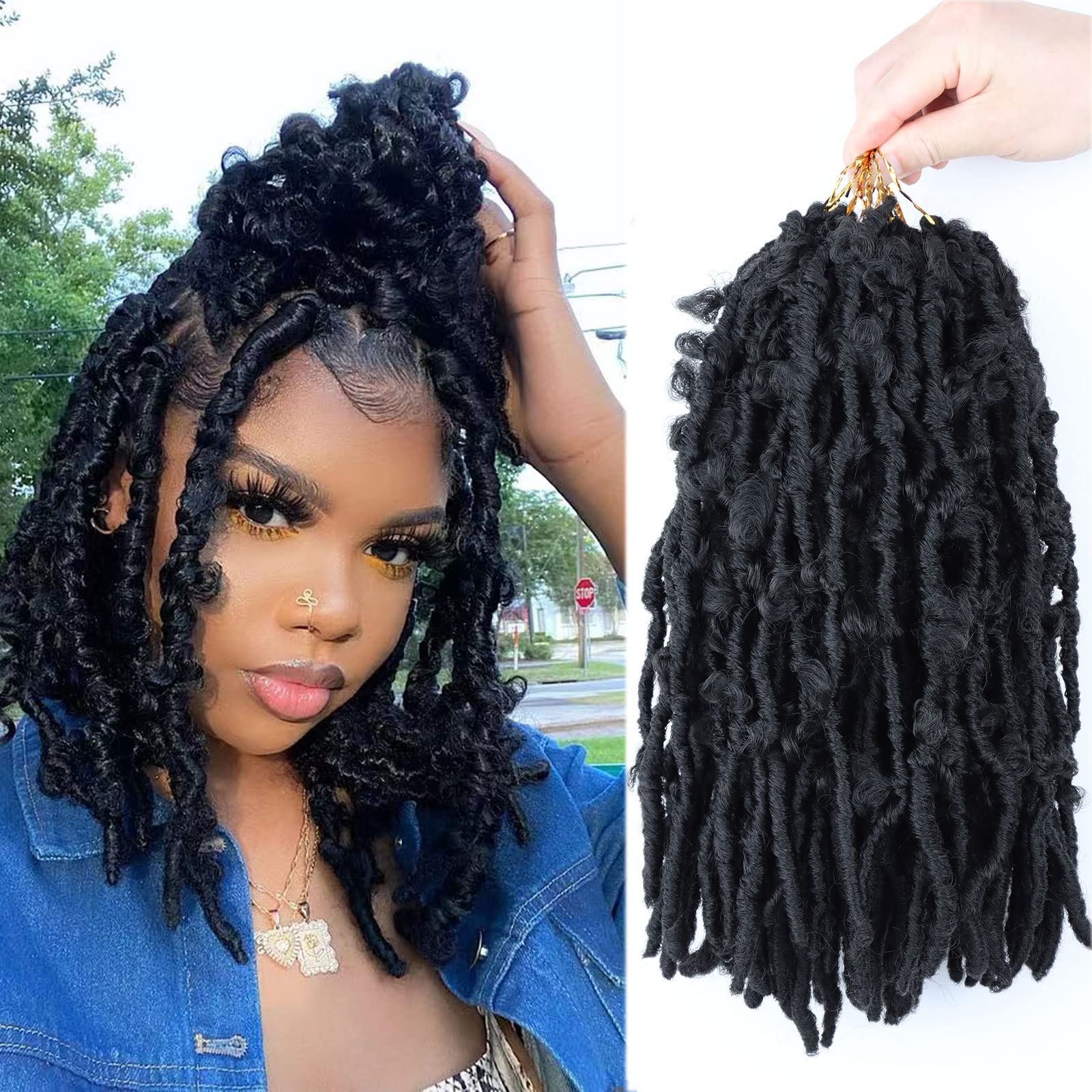 6 Packs Faux Locs Crochet Hair 12 Inch, Wavy Crochet Faux Locs