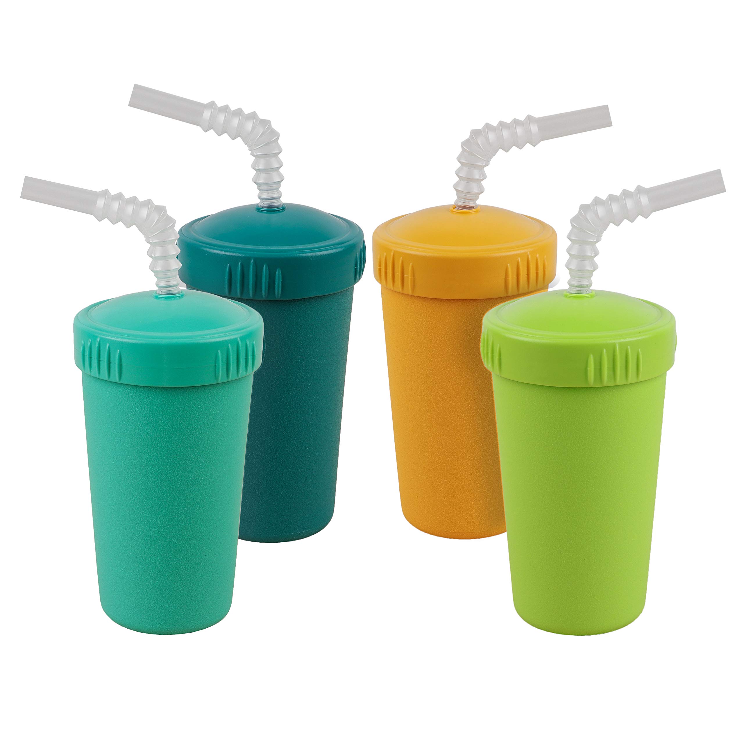 Re Play Made in USA 4 Pack Reusable Toddler Cups With Straws - Dishwasher  Safe Kids Straw Cups Made from Recycled Milk Jugs with Reversible Straws -  Aqua Asst Aqua Asst Plastic