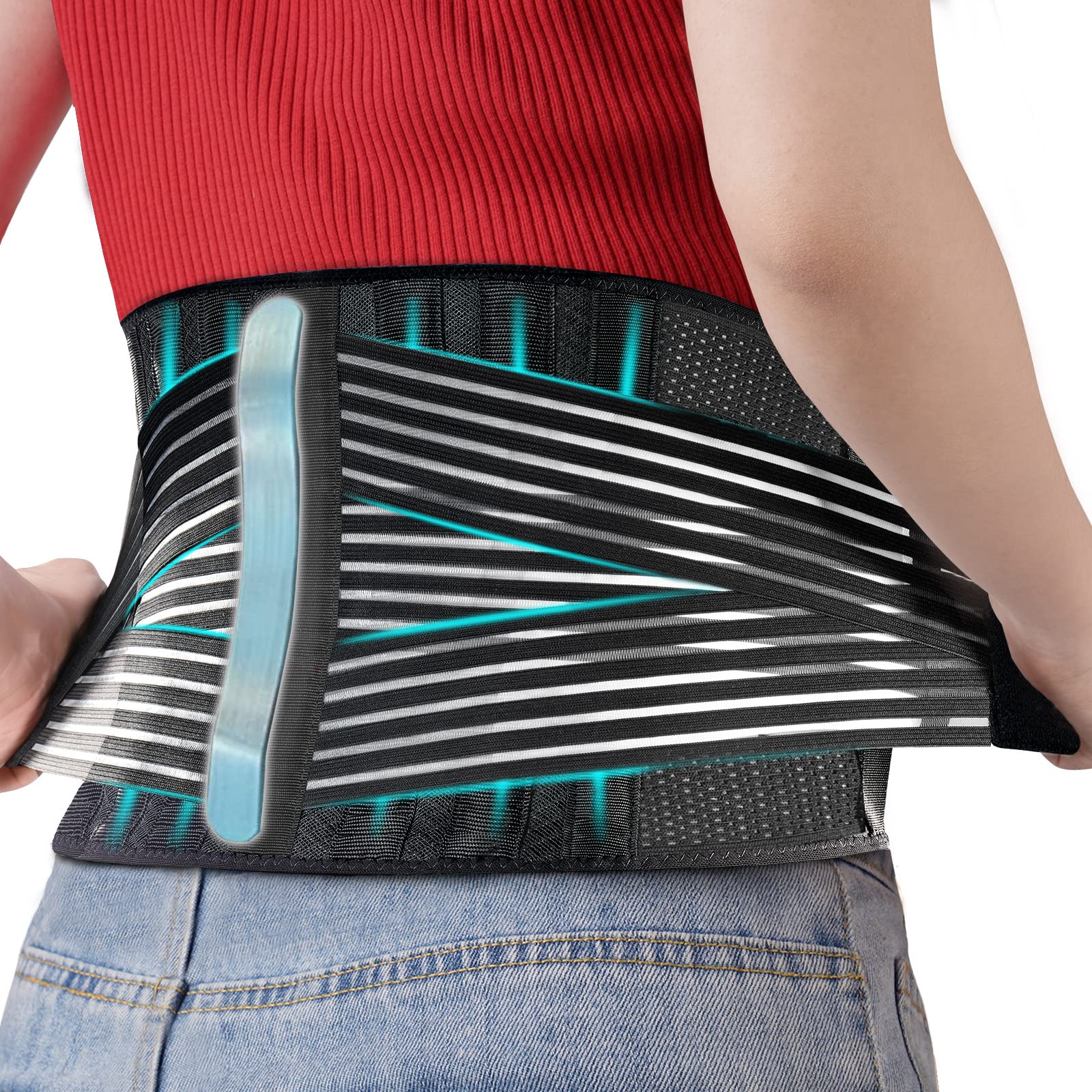 FEATOL Back Brace for Lower Back Pain Back Support Belt for Women & Men Breathable Lower Back Brace with Lumbar Pad Lower Back Pain Relief for