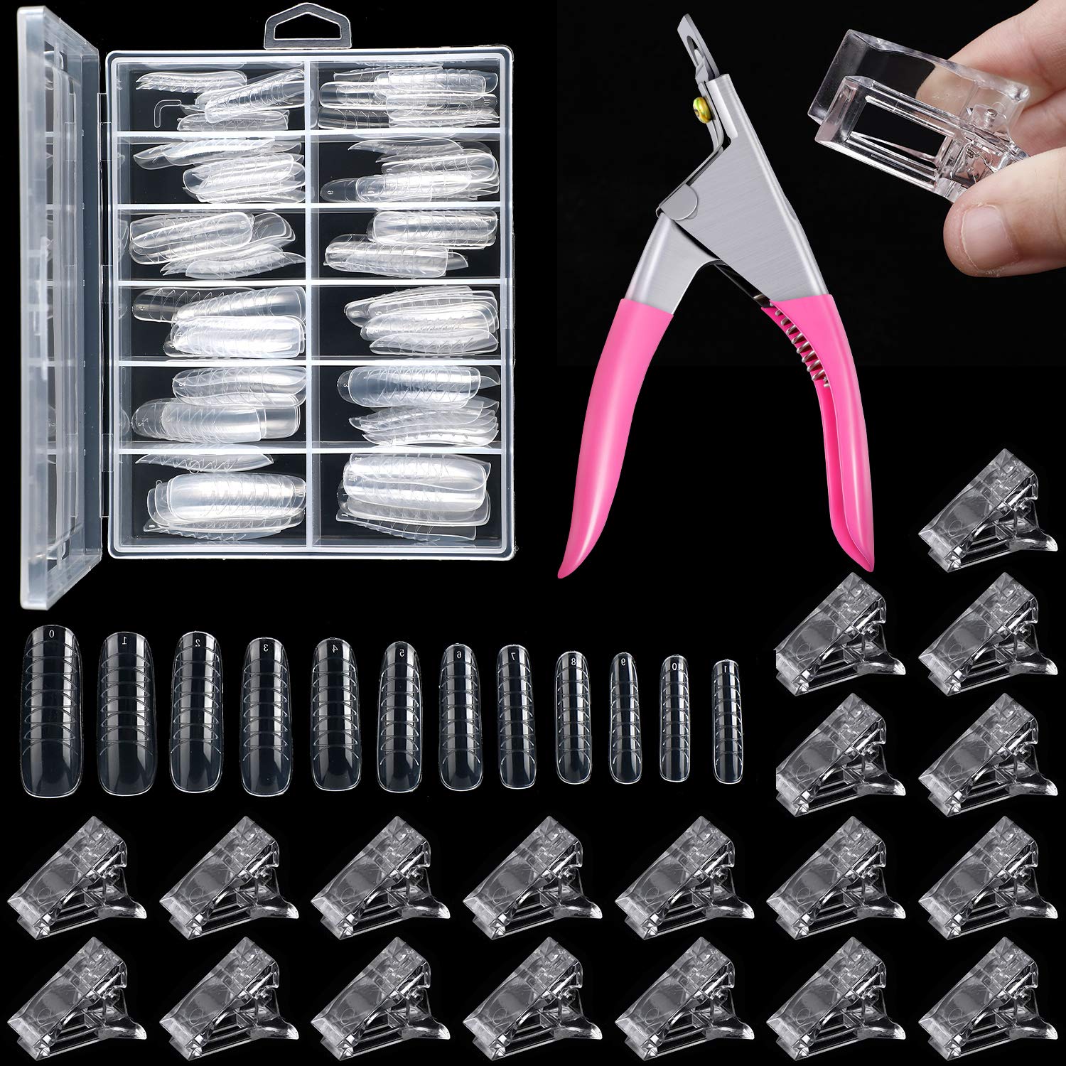 Nail Tip Clamps for Polygel Forms, Manicure Extension Clips (Clear, 20 –  Okuna Outpost