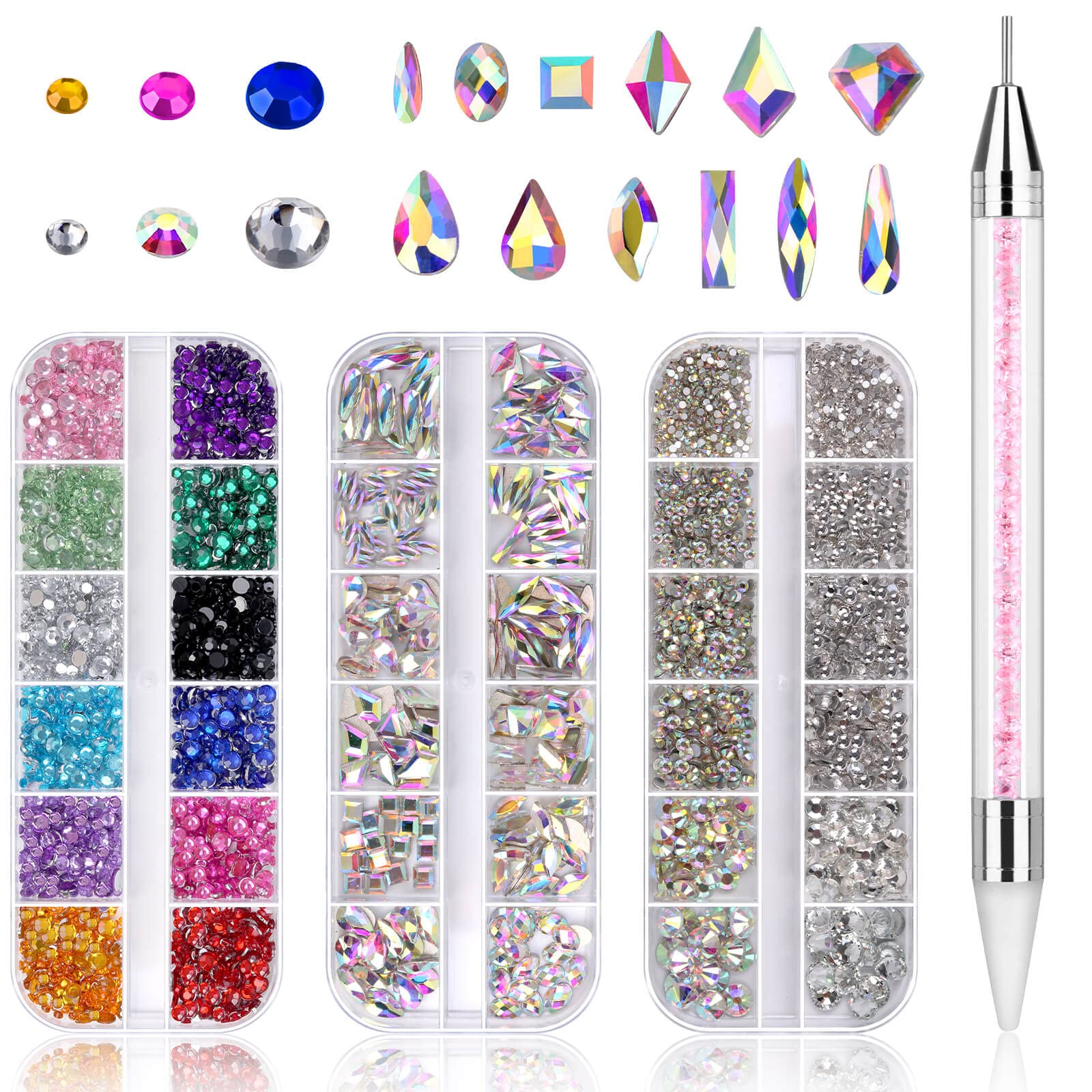 Rinstonestone for Nails, Anezus 4728Pcs Nail Gems with Crystals Rhinestones  Jewls Pickup Tool Pen for Nails, Nail Art Supplies Diamond Nails Stones for  Nails Decoration Makeup Clothes Shoes Multiple Shapes