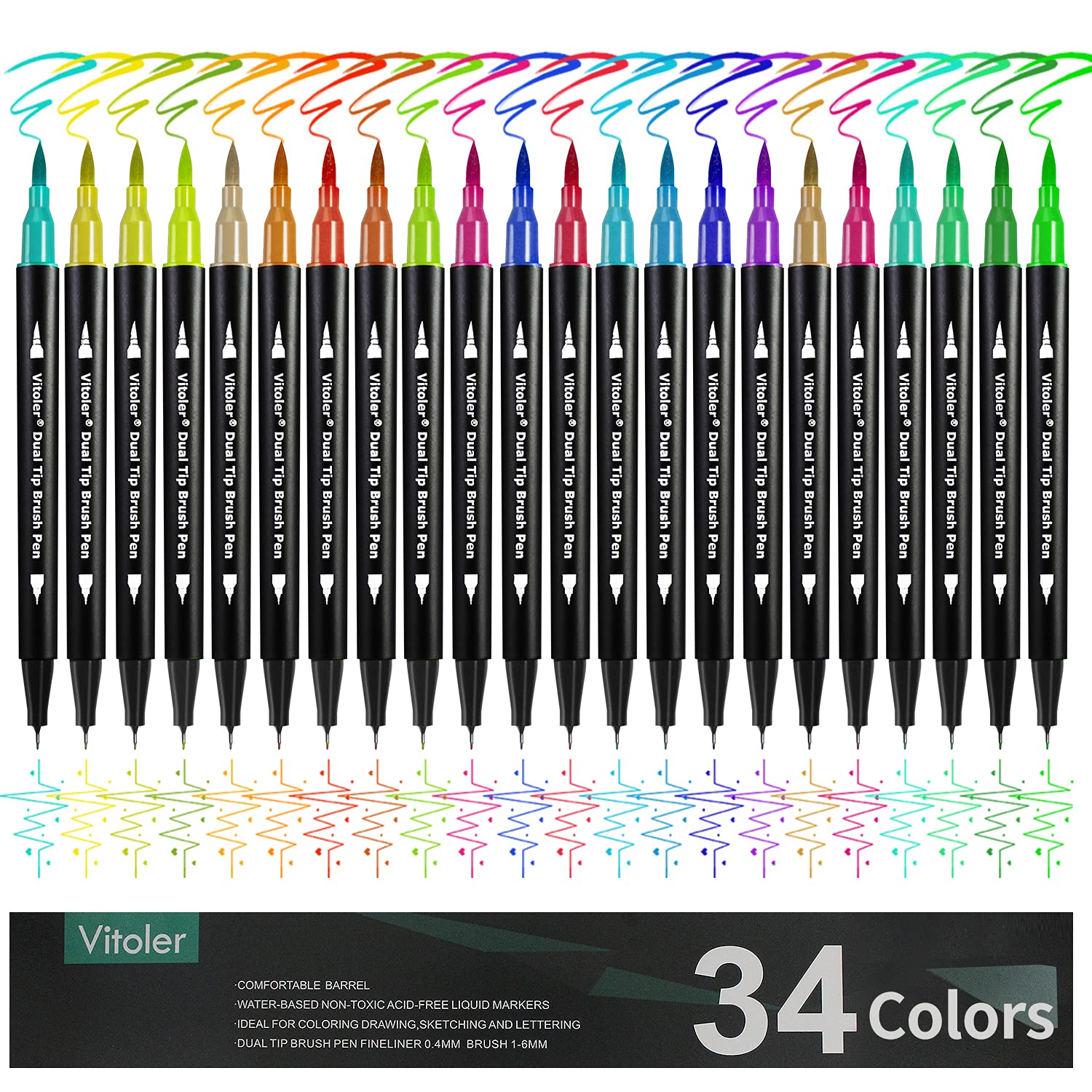 Coloring Markers Pen, Dual Brush Tip Marker for Adult Coloring, 34