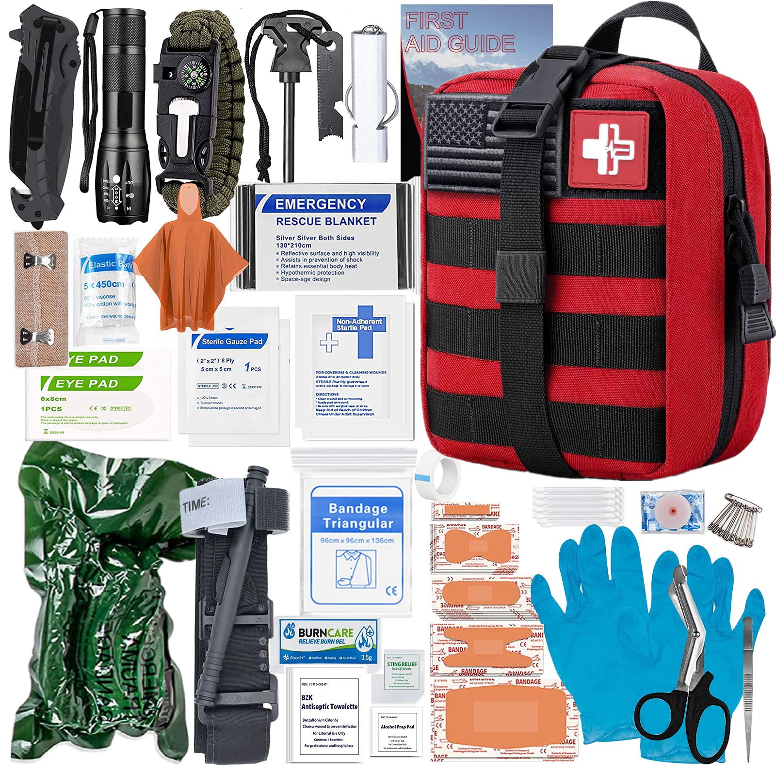 2022 Upgrade] Trauma First Aid Kit with Survival Gear Outdoor