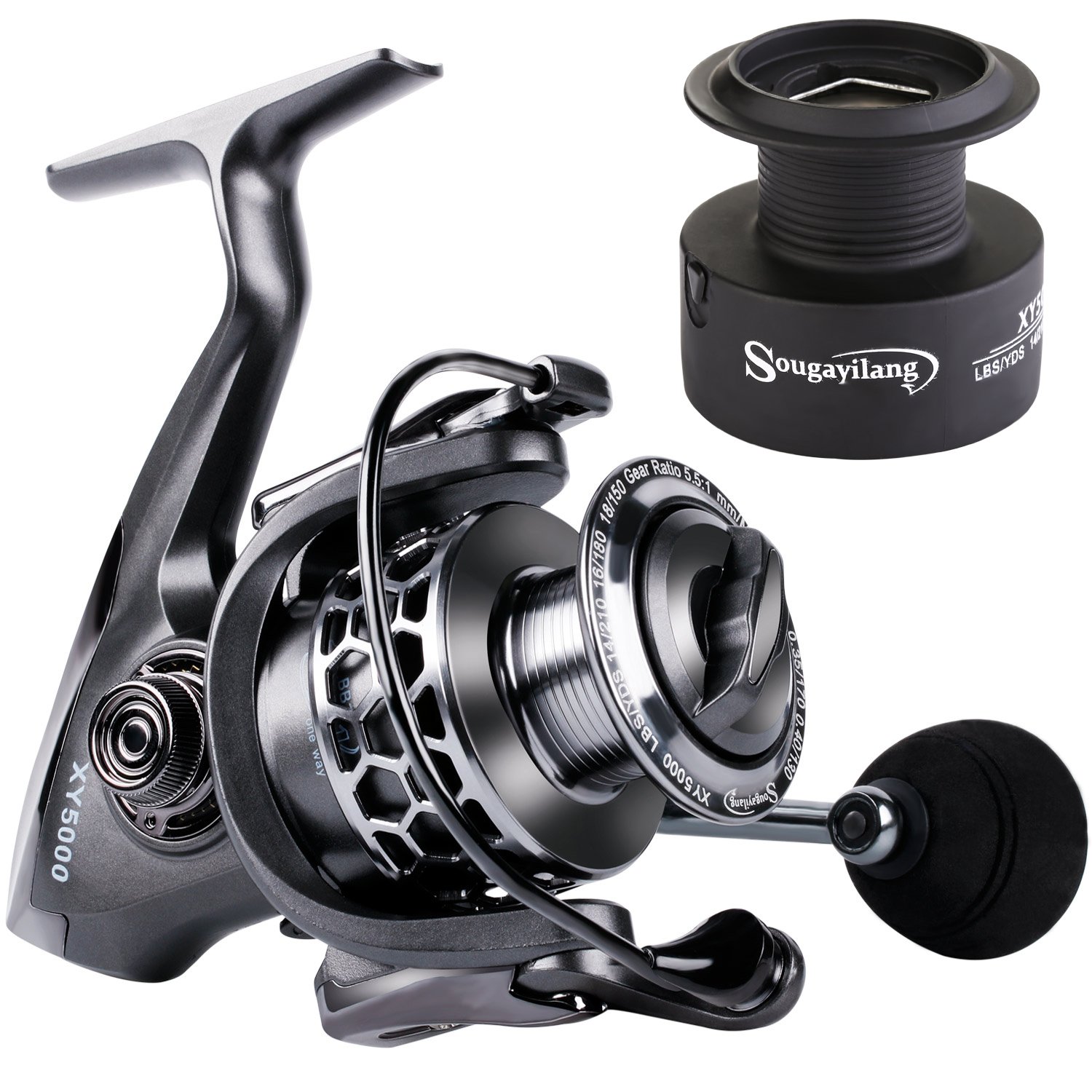 Sougayilang Spinning Fishing Reel | Light Weight | High-Speed Gear Ratio |  12+1 Stainless BB | CNC Aluminum Spool