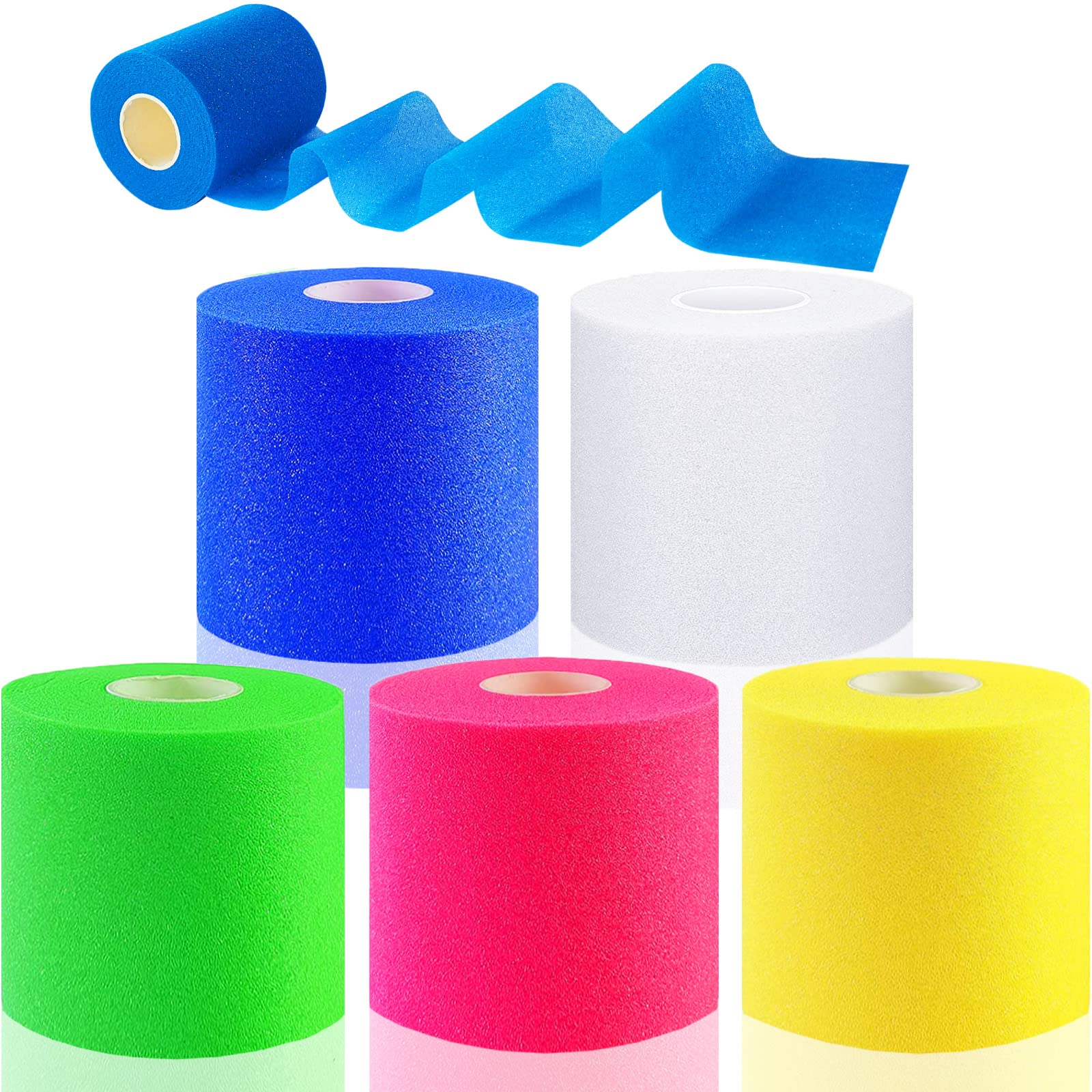 5 Pieces Foam Underwrap Tape Athletic Foam Tape Sports Pre-wrap Breathable  Roll Tape for Elbow