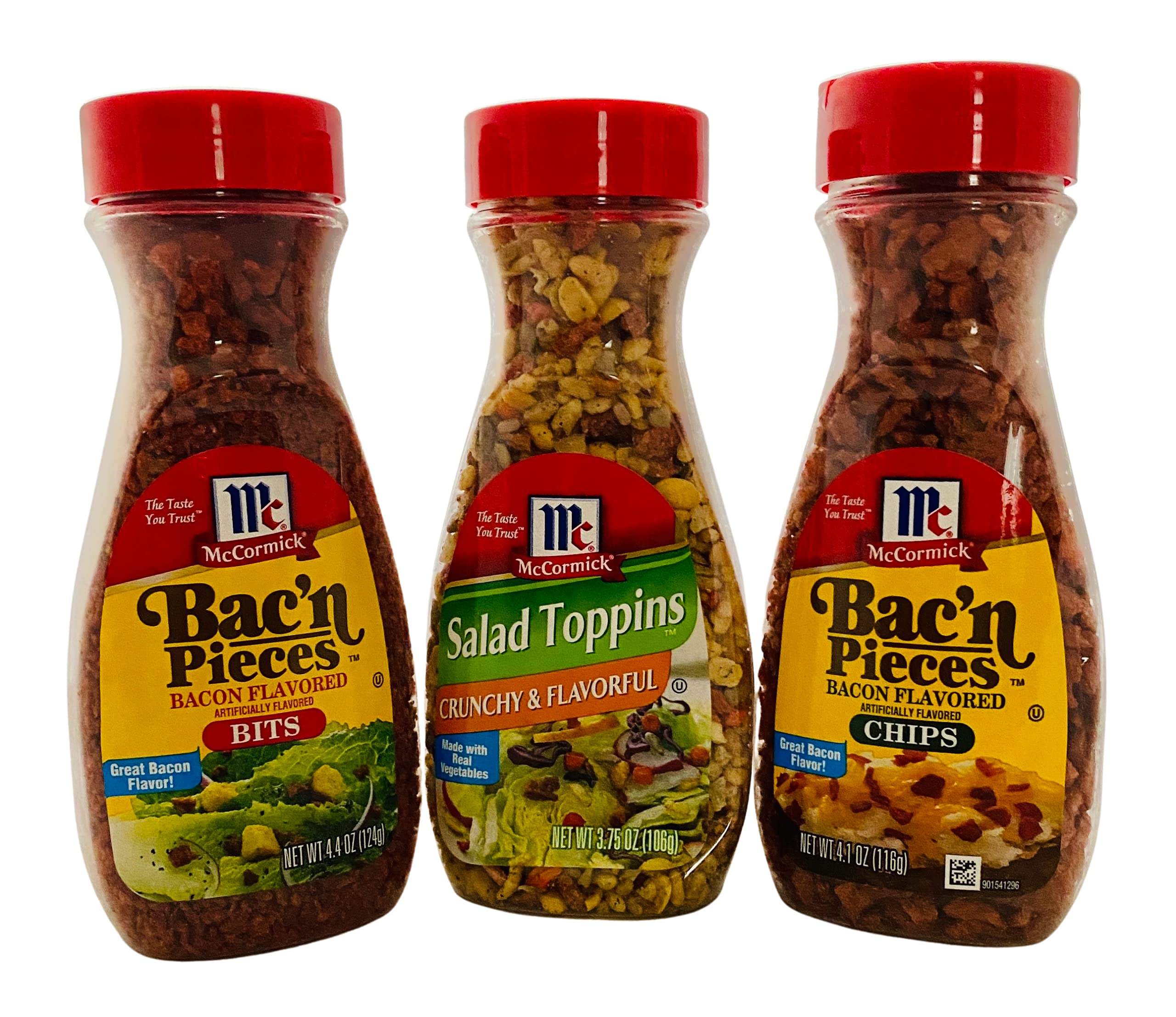 McCormick Imitation Bacon Bits Crunchy Salad Toppings and Bacon Flavored  Chips 3 pack Bundle (one container of each kind). Great for topping salads  baked potatoes and more!