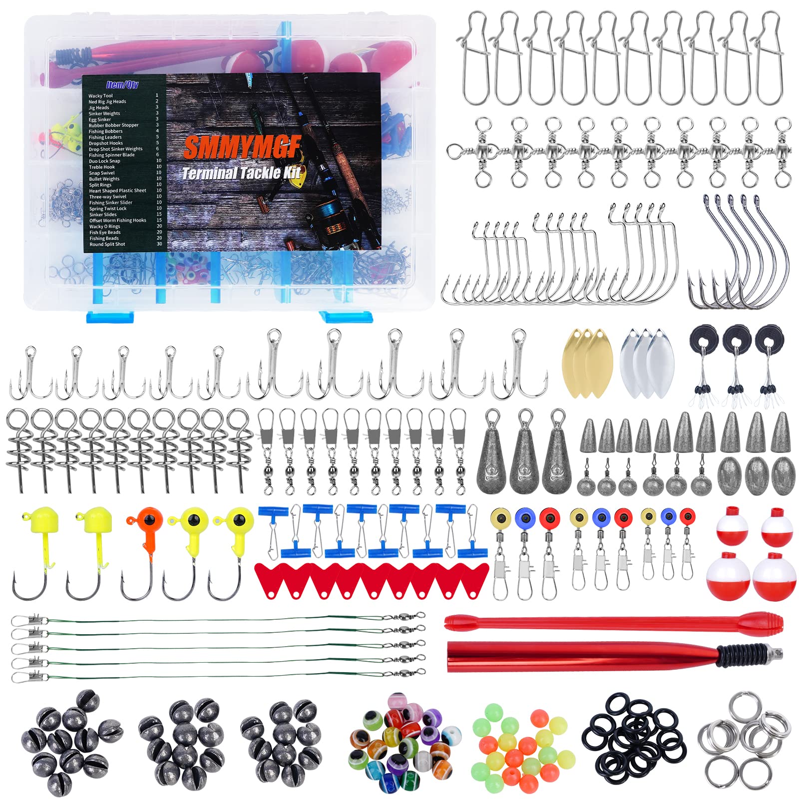 Fishing Lures Tackle Box Bass Fishing Kit,Saltwater and Freshwater Lures  Fishing Gear Including Fishing Accessories and Fishing Equipment for Bass, Trout, Salmon 253pcs Fishing Tackle Box