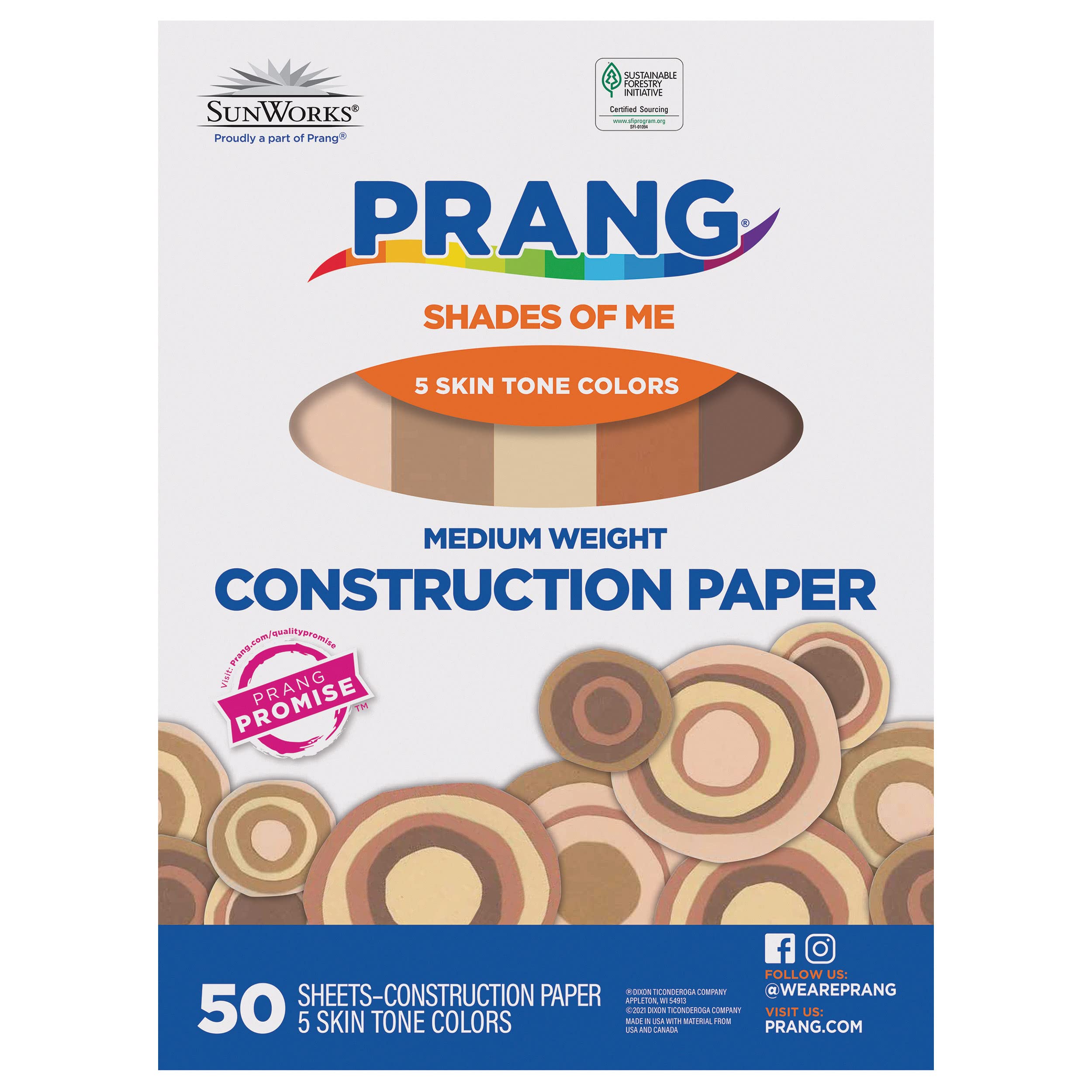 Prang Shades of Me Construction Paper, 5 Assorted Skin Tone Colors, 12 x  18, 50 Sheets Per Pack, 5 Packs