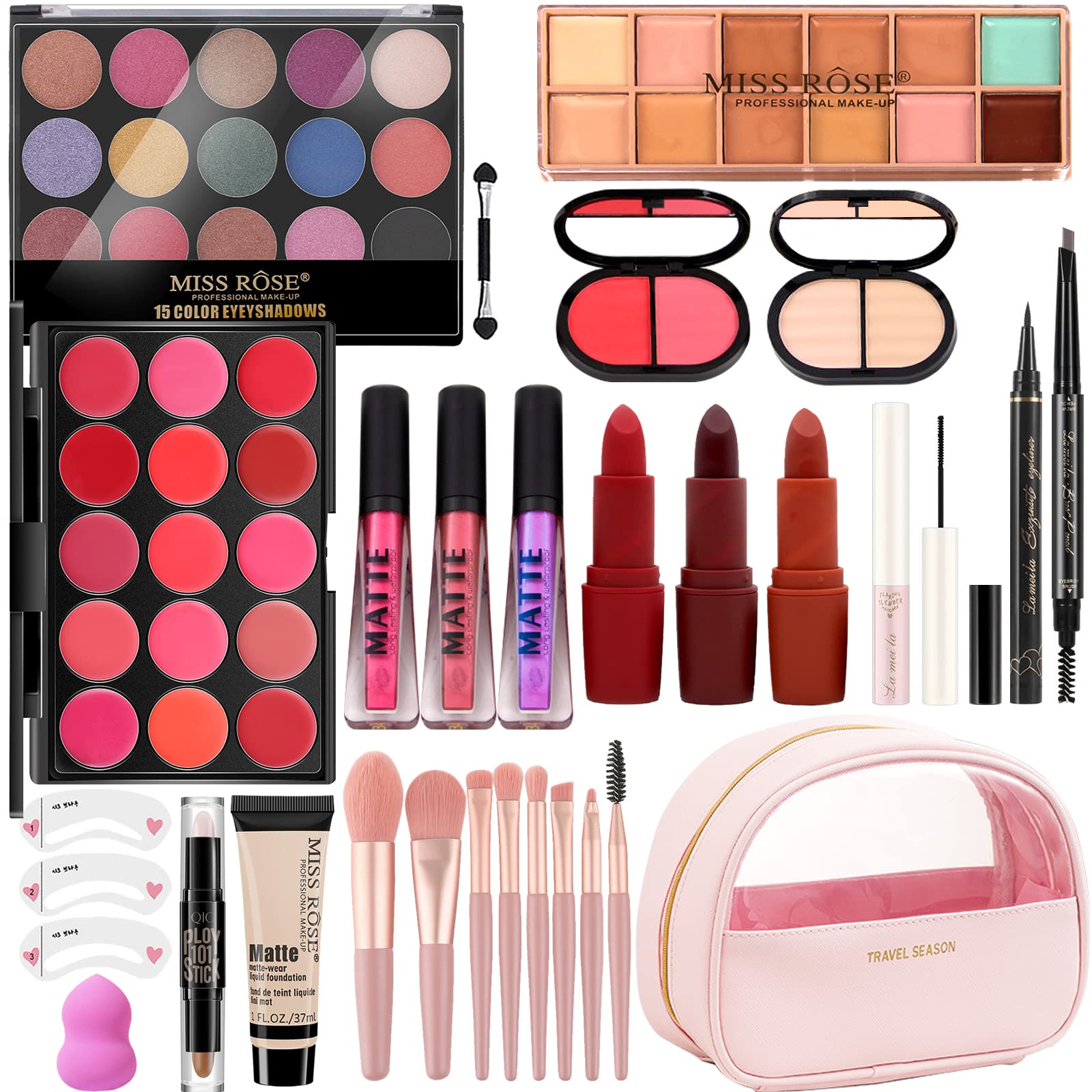 MISS ROSE M 132 Color All In One Makeup Kit,Professional Makeup Case Set  for Teen