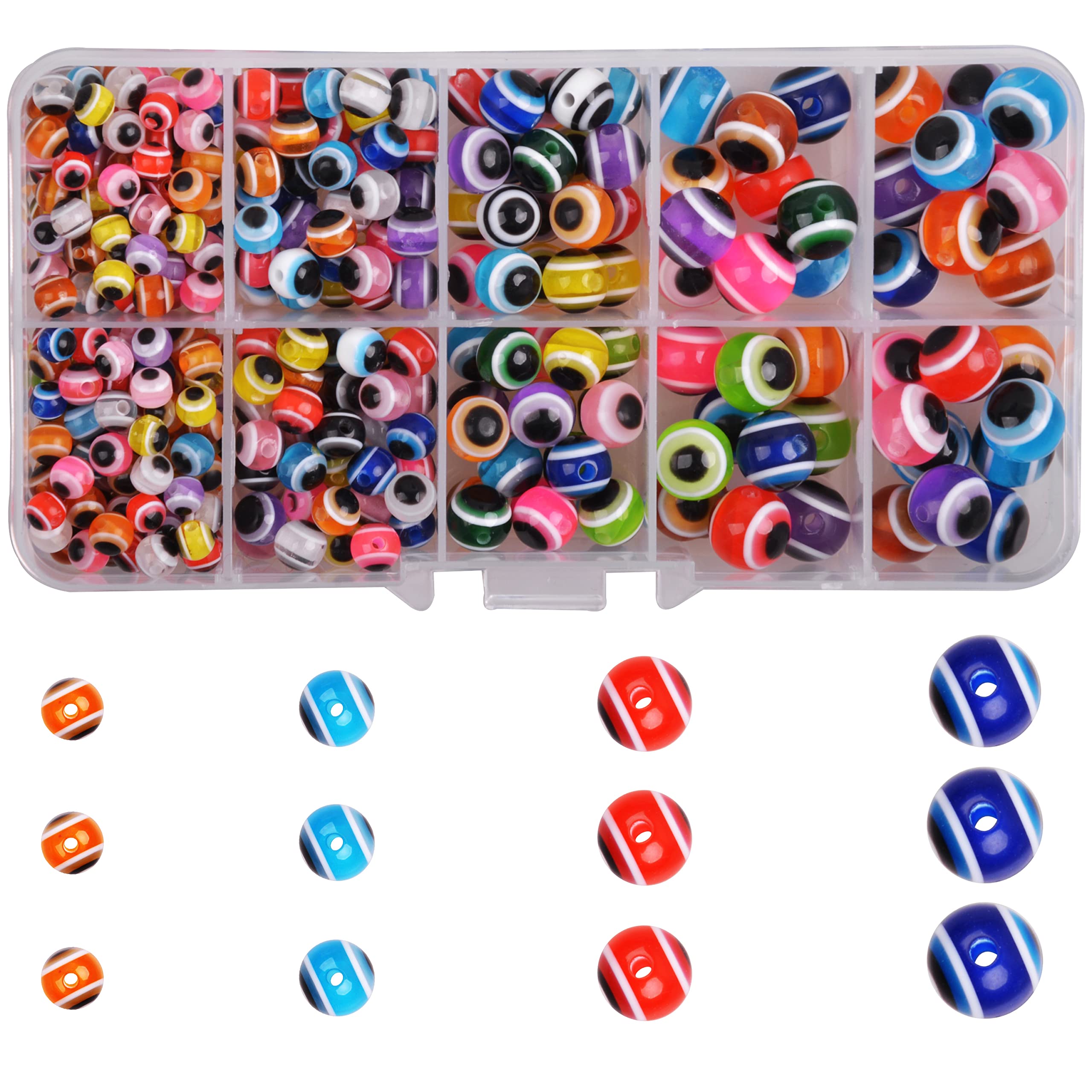 SUPERFINDINGS About 660Pcs 6 Colors 3 Sizes Fishing Bead Round