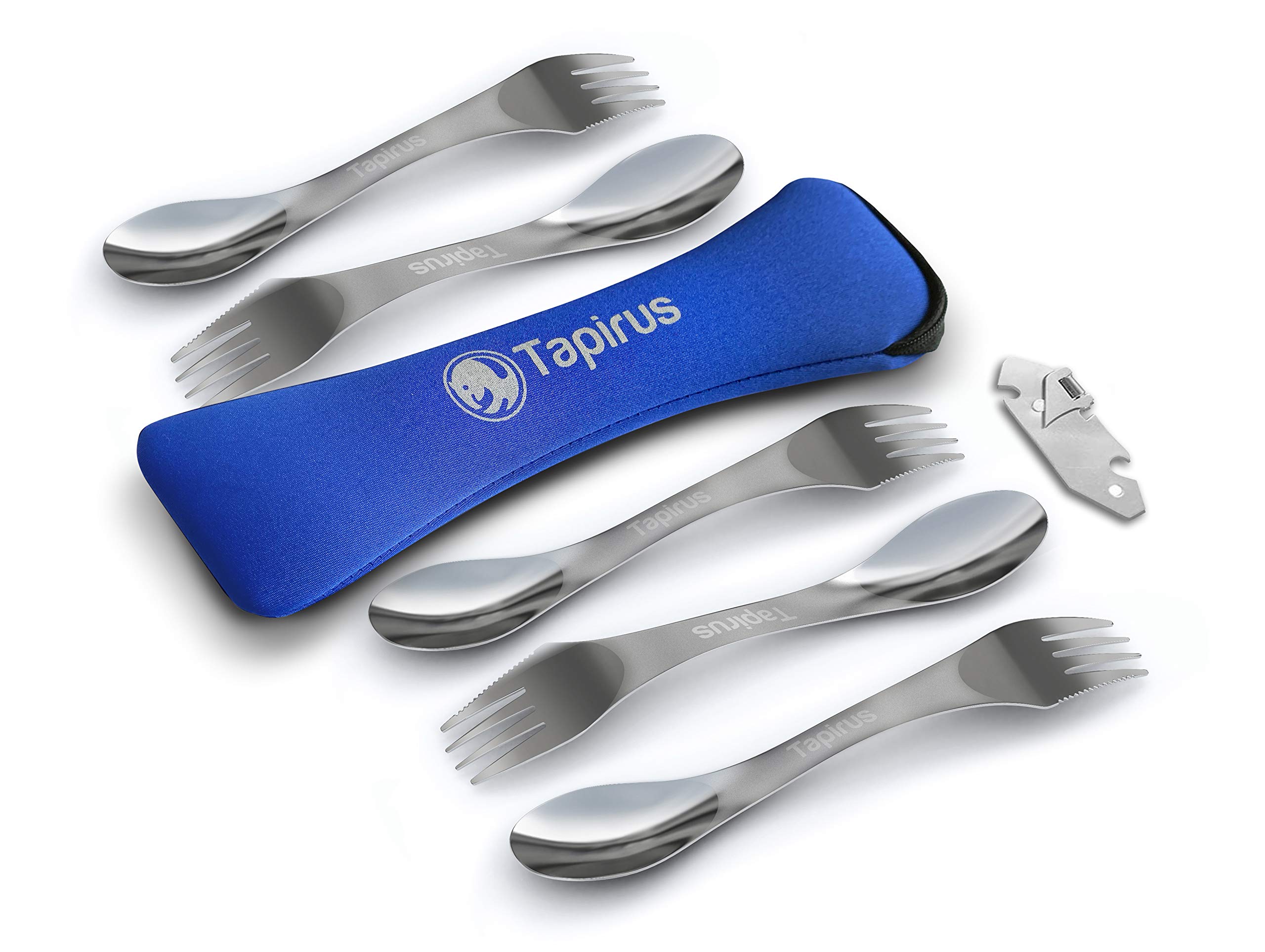 Tapirus 5 Spork Of Steel Utensils Set, Durable & Rust Proof Stainless  Steel, Spoon, Fork & Knife Flatware, For Camping, Fishing, Hunting &  Outdoor Activities
