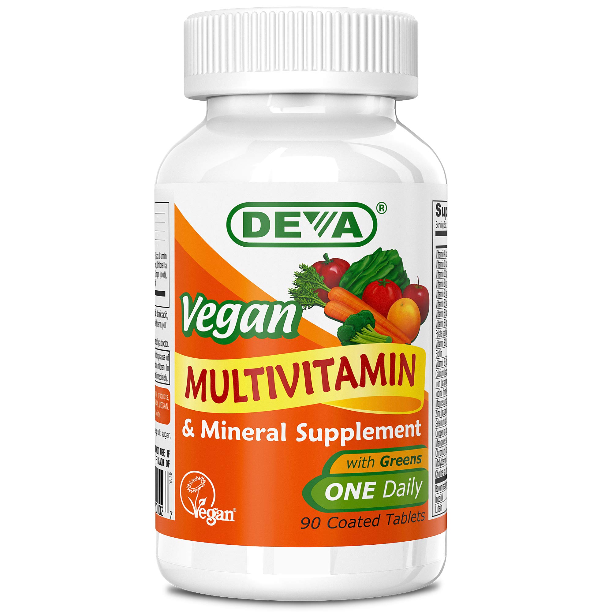 Deva Vegan Multivitamin and Mineral Supplement OncePerDay Formula with Greens Vitamins A C