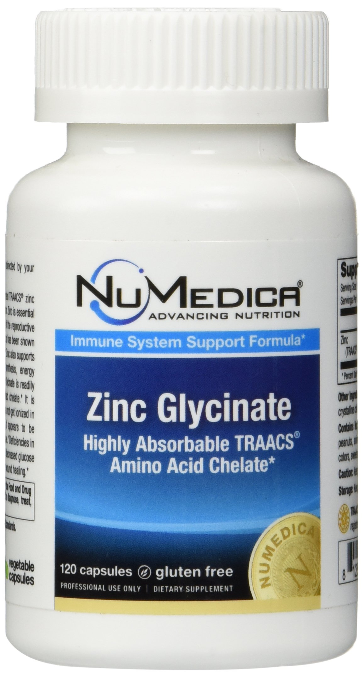 NuMedica Zinc Glycinate 20mg 120 Vegetable Capules Standard Packaging